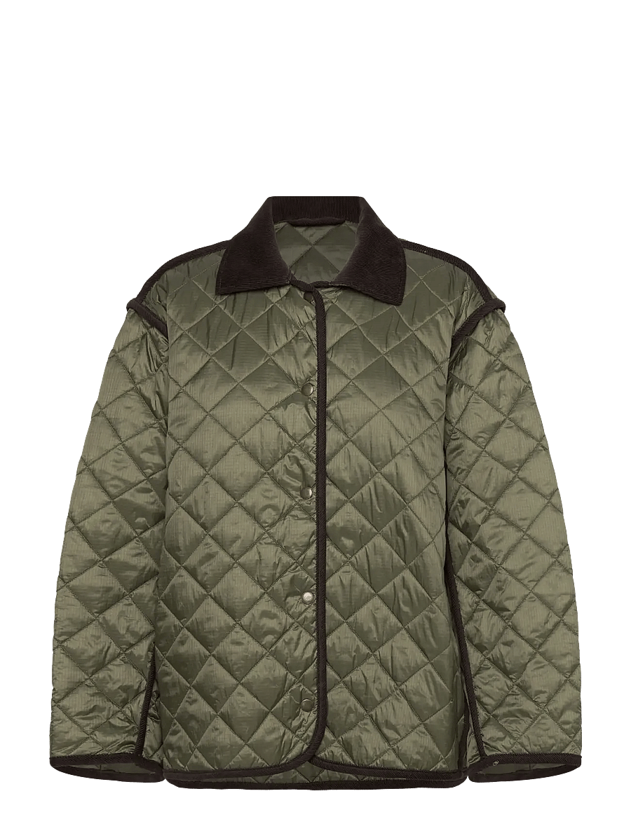 Weekday - Oversized Quilted Liner Jacket - steppjacken - khaki green - 0