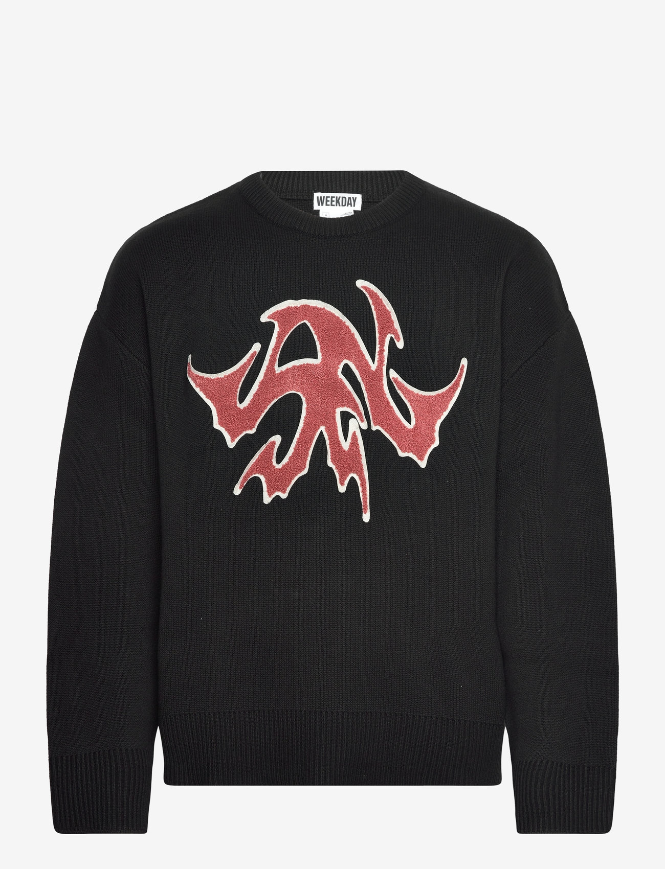 Weekday - Patch Sweater - round necks - black - 0