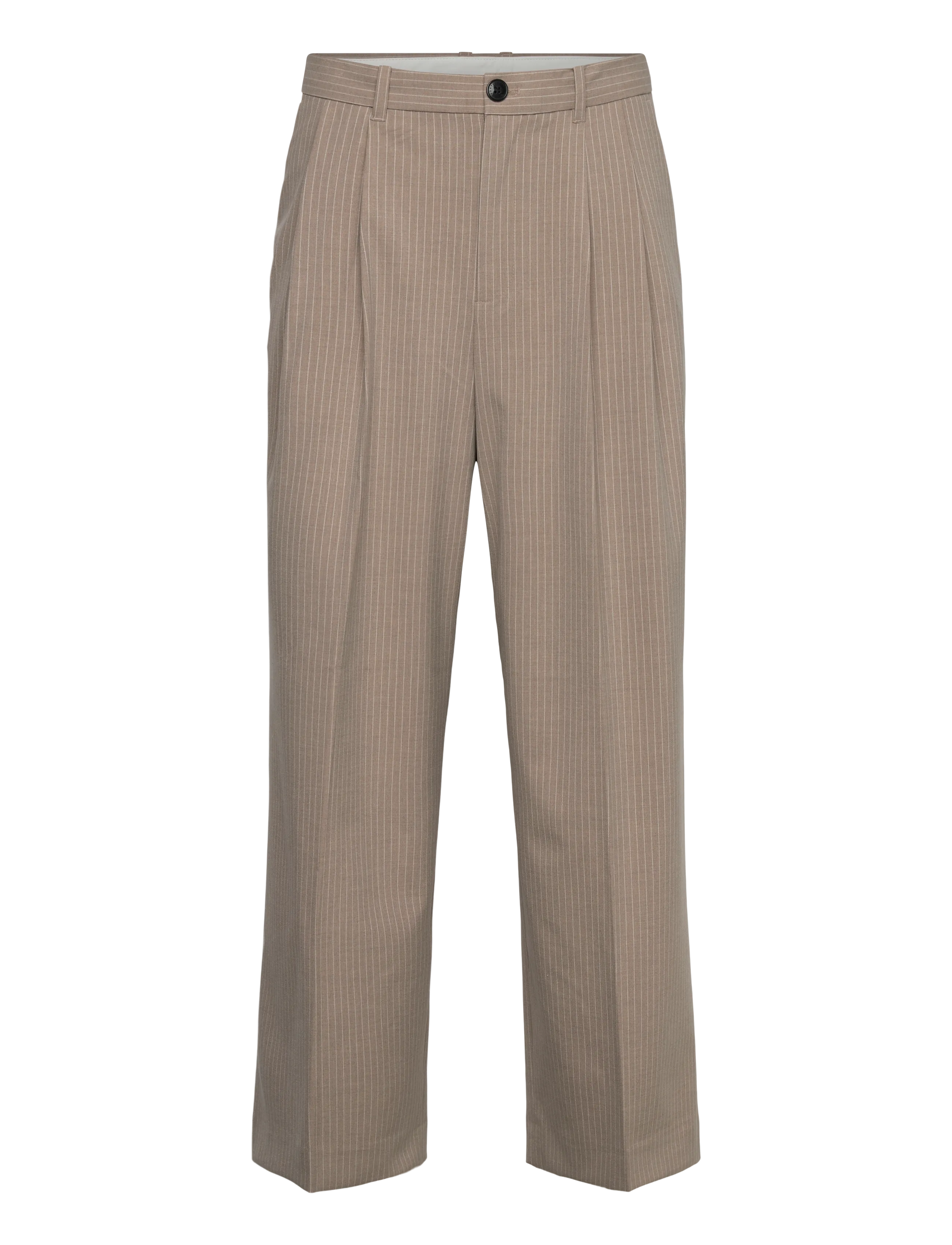 Weekday Nate Loose Fit Pleated Suit Trousers - Püksid - BEIGE MELANGE PINSTRIPE / beige