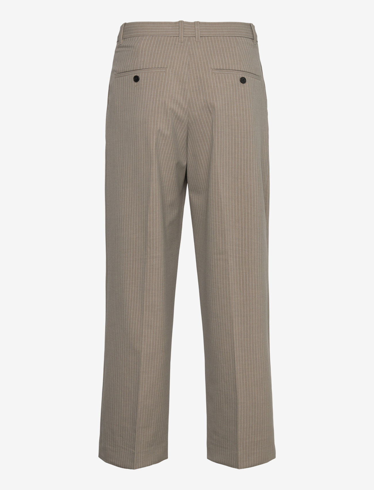Weekday - Nate Loose Fit Pleated Suit Trousers - anzugshosen - beige melange pinstripe - 1
