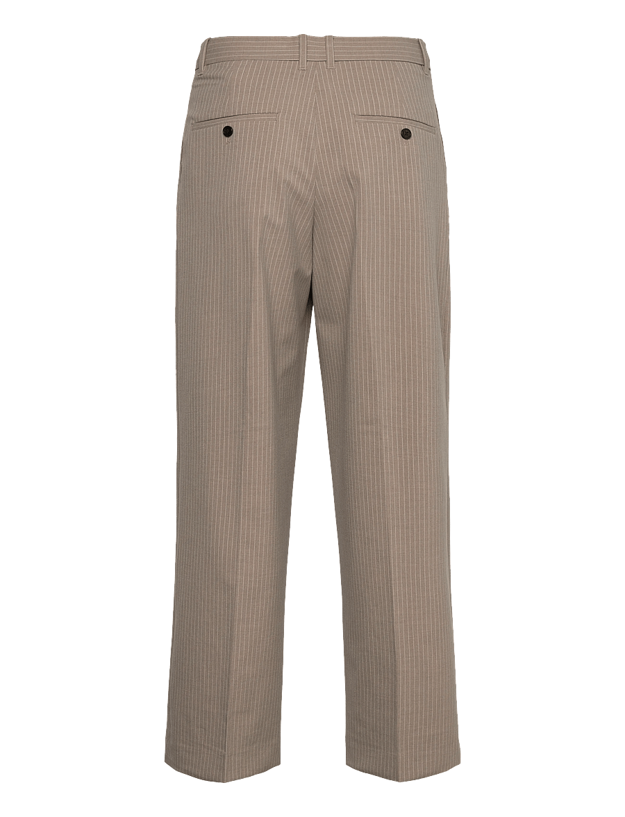 Weekday - Nate Regular Waist Baggy Straight Trousers - suit trousers - beige melange pinstripe - 1