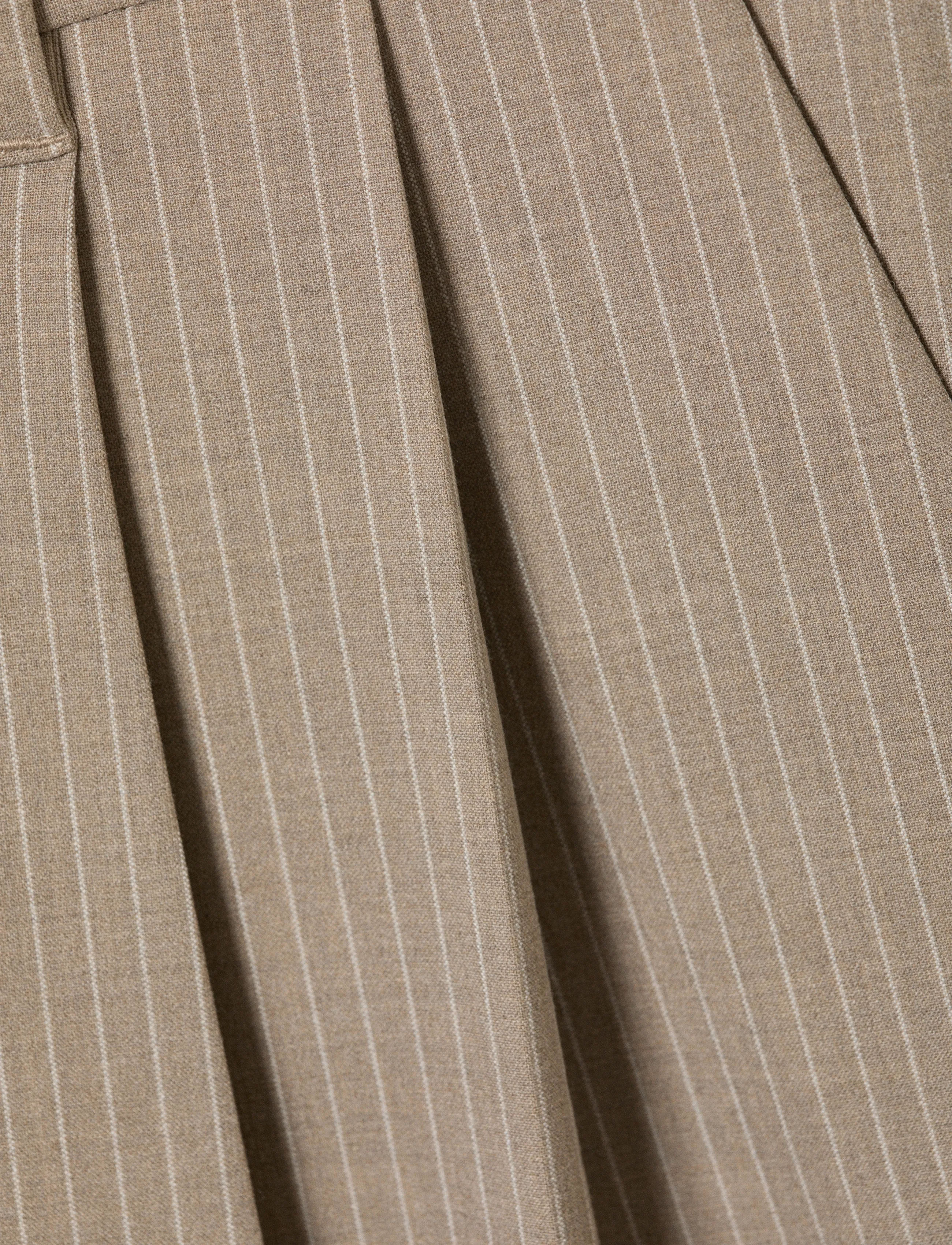 Weekday - Nate Regular Waist Baggy Straight Trousers - Ülikonnapüksid - beige melange pinstripe - 2