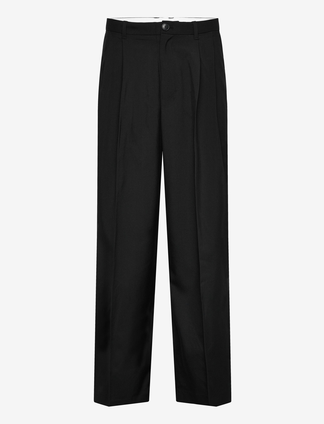 Weekday - Loose Fit Pleated Suit Trousers - kostymbyxor - black - 1