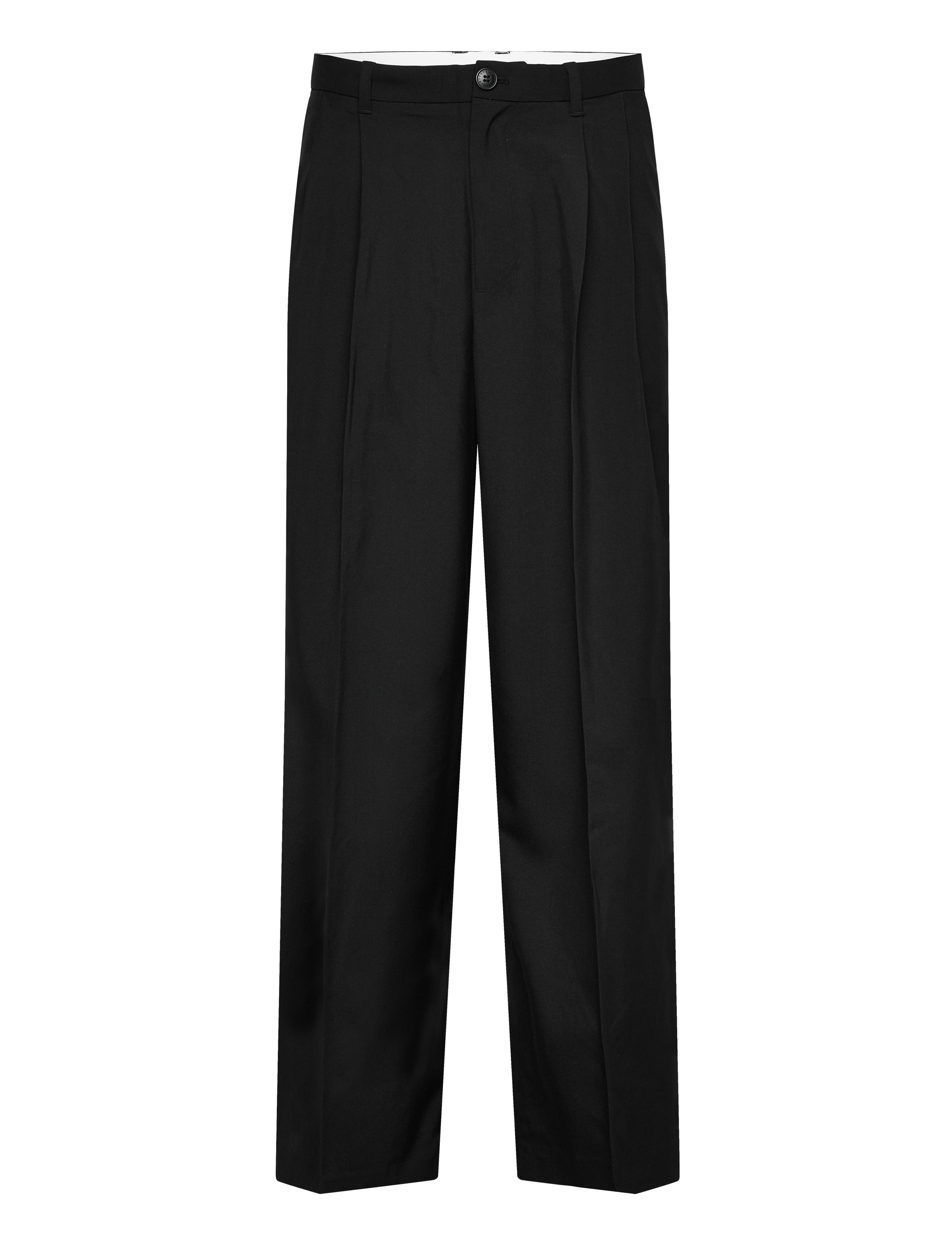 Weekday Nate Loose Fit Pleated Suit Trousers - Habitbukser - BLACK / black