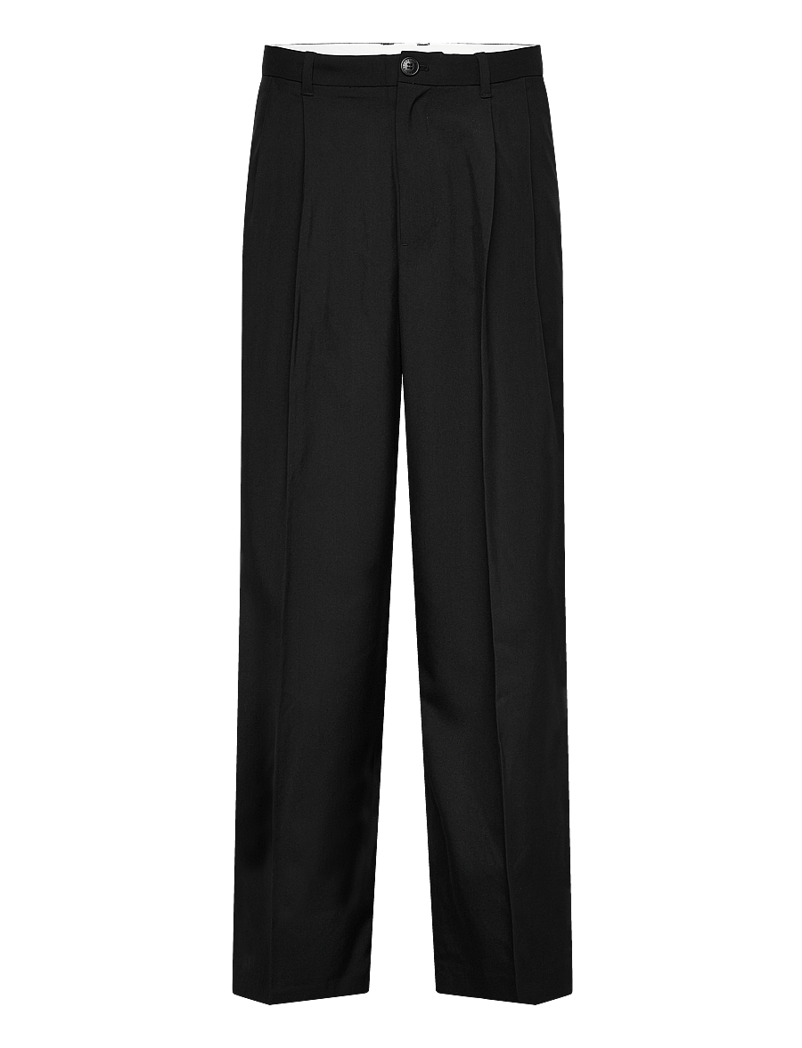 Weekday - Nate Regular Waist Baggy Straight Trousers - kostymbyxor - black - 1