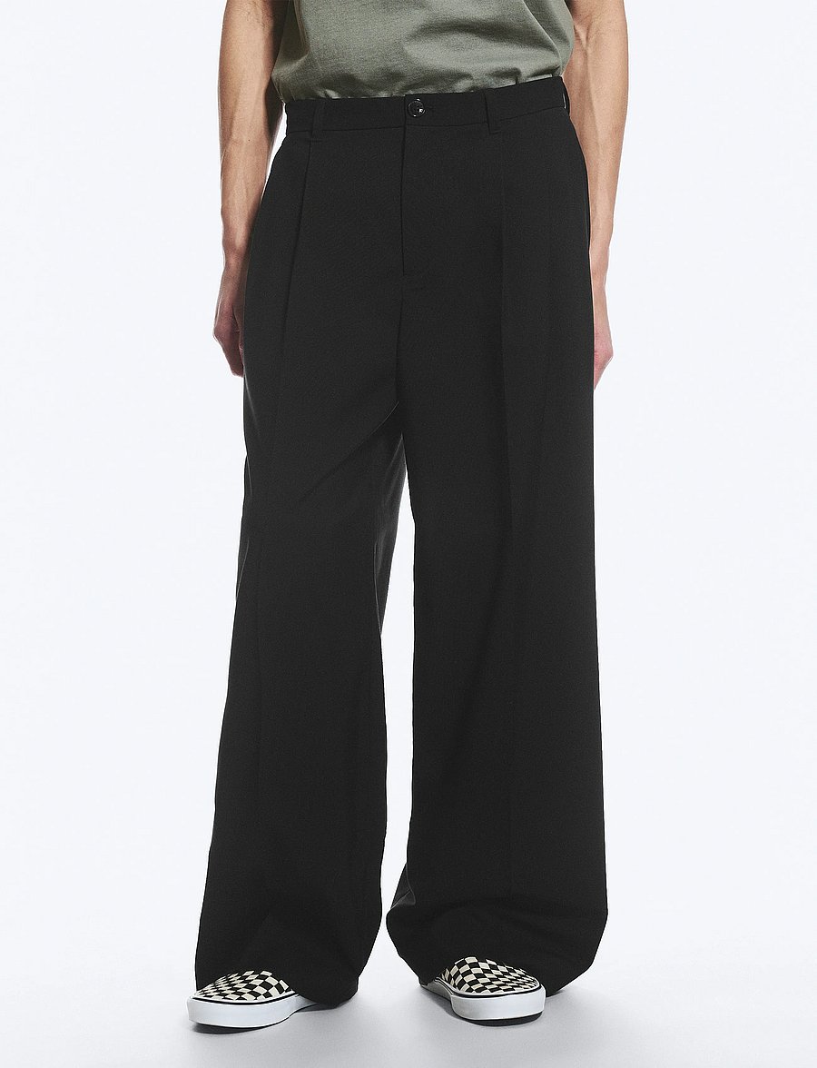 Weekday - Nate Regular Waist Baggy Straight Trousers - kostymbyxor - black - 5