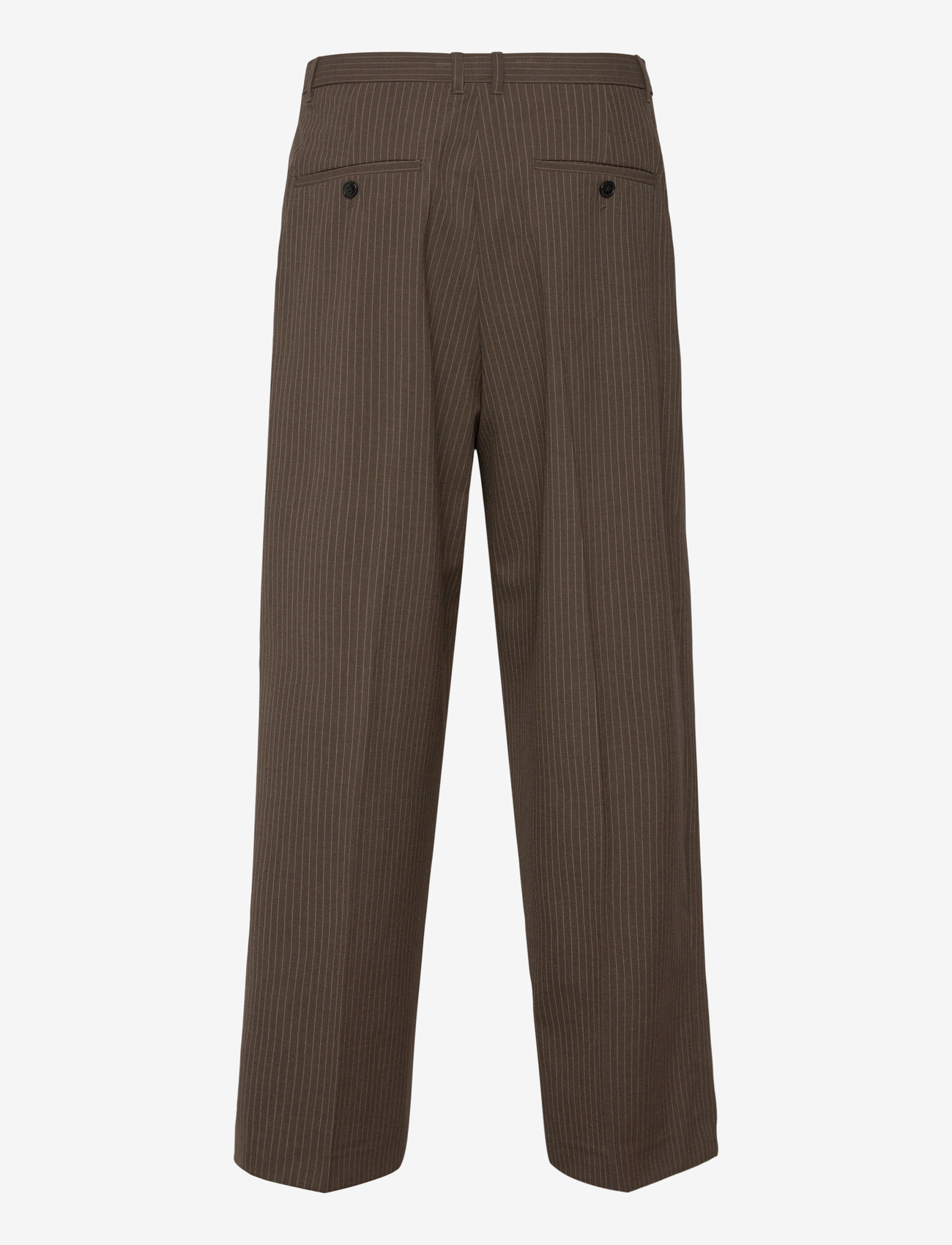 Weekday - Nate Loose Fit Pleated Suit Trousers - anzugshosen - brown pinstripe - 1