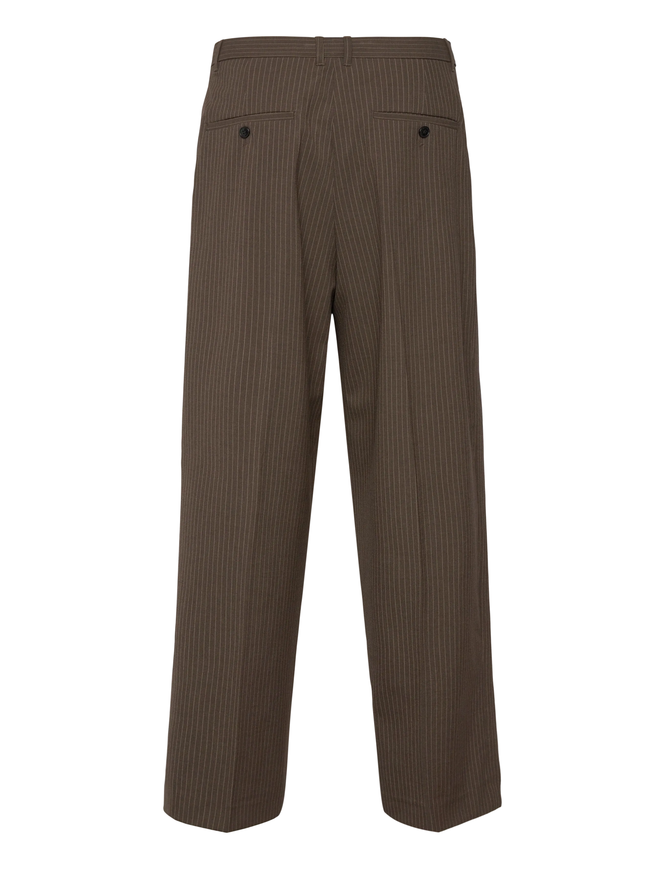 Weekday - Nate Regular Waist Baggy Straight Trousers - habitbukser - brown pinstripe - 2