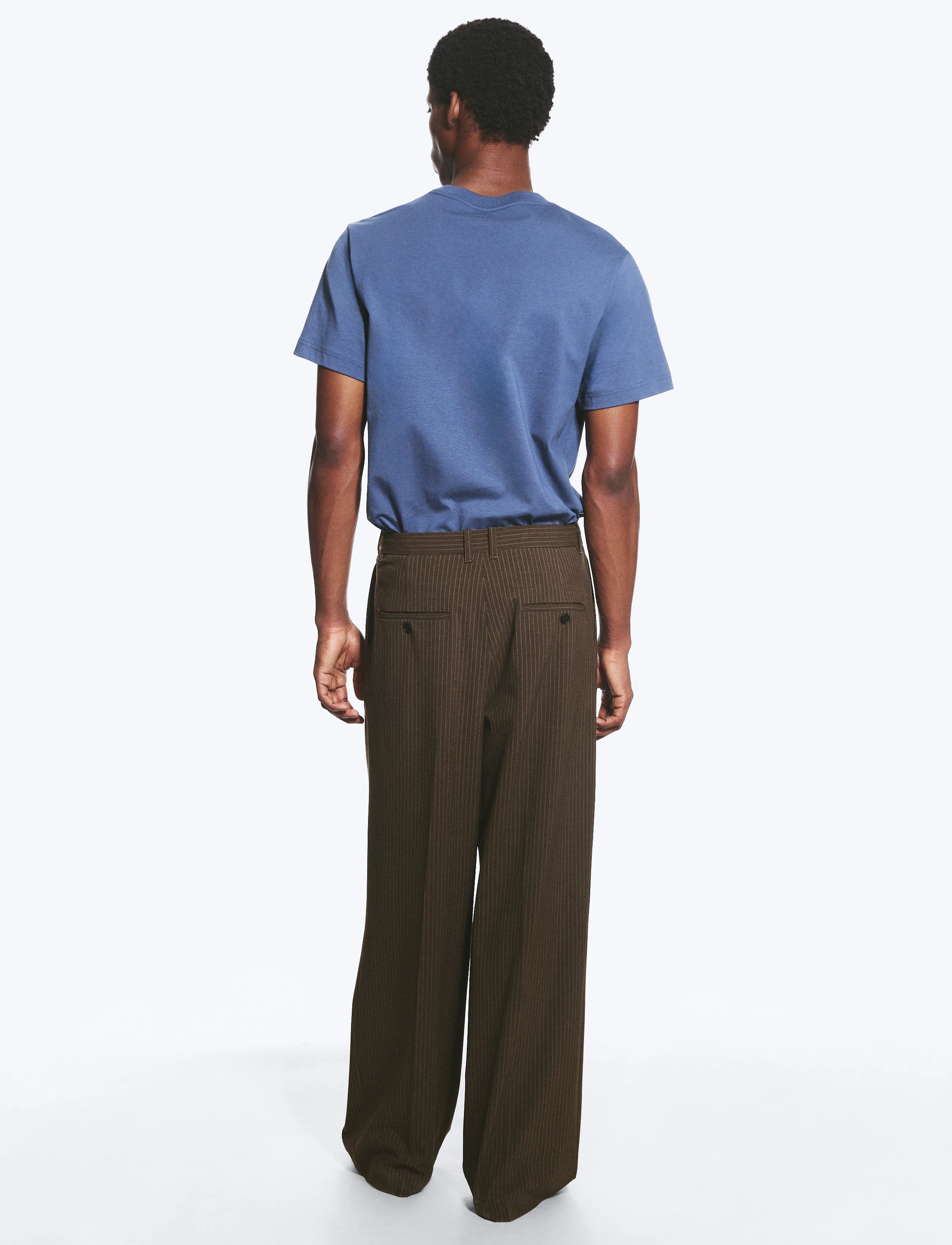 Weekday - Nate Regular Waist Baggy Straight Trousers - habitbukser - brown pinstripe - 4