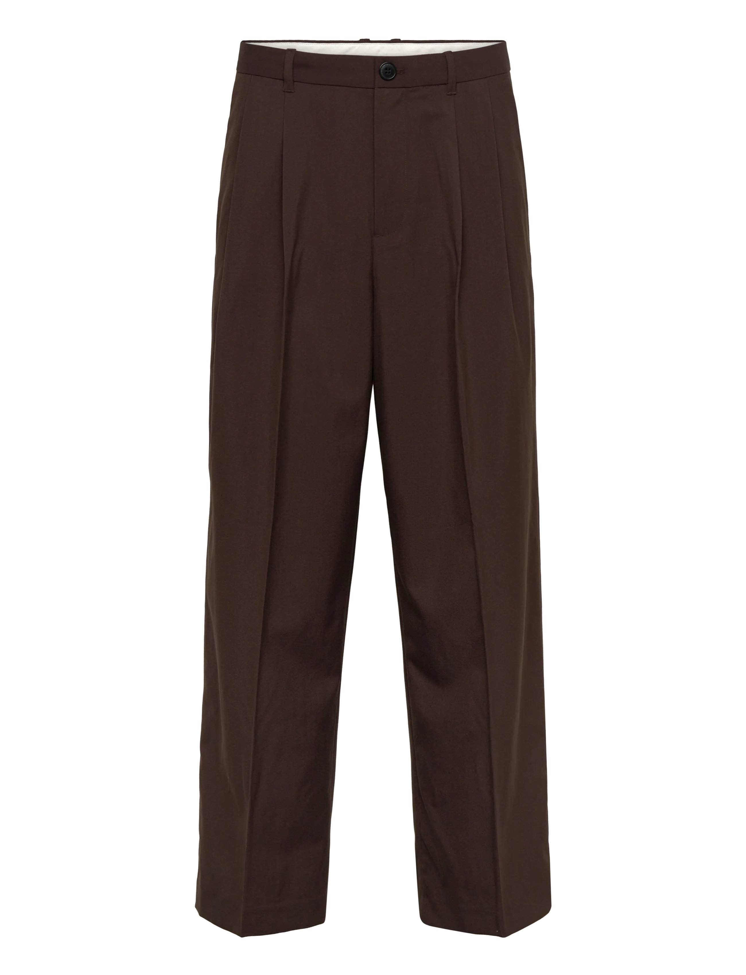 Weekday Loose Fit Pleated Suit Trousers - Byxor - DARK BROWN / brown