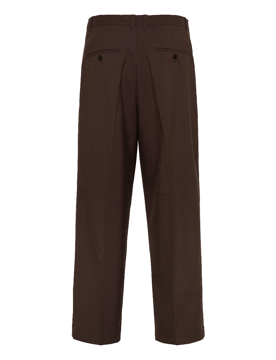 Weekday - Nate Regular Waist Baggy Straight Trousers - Ülikonnapüksid - dark brown - 1