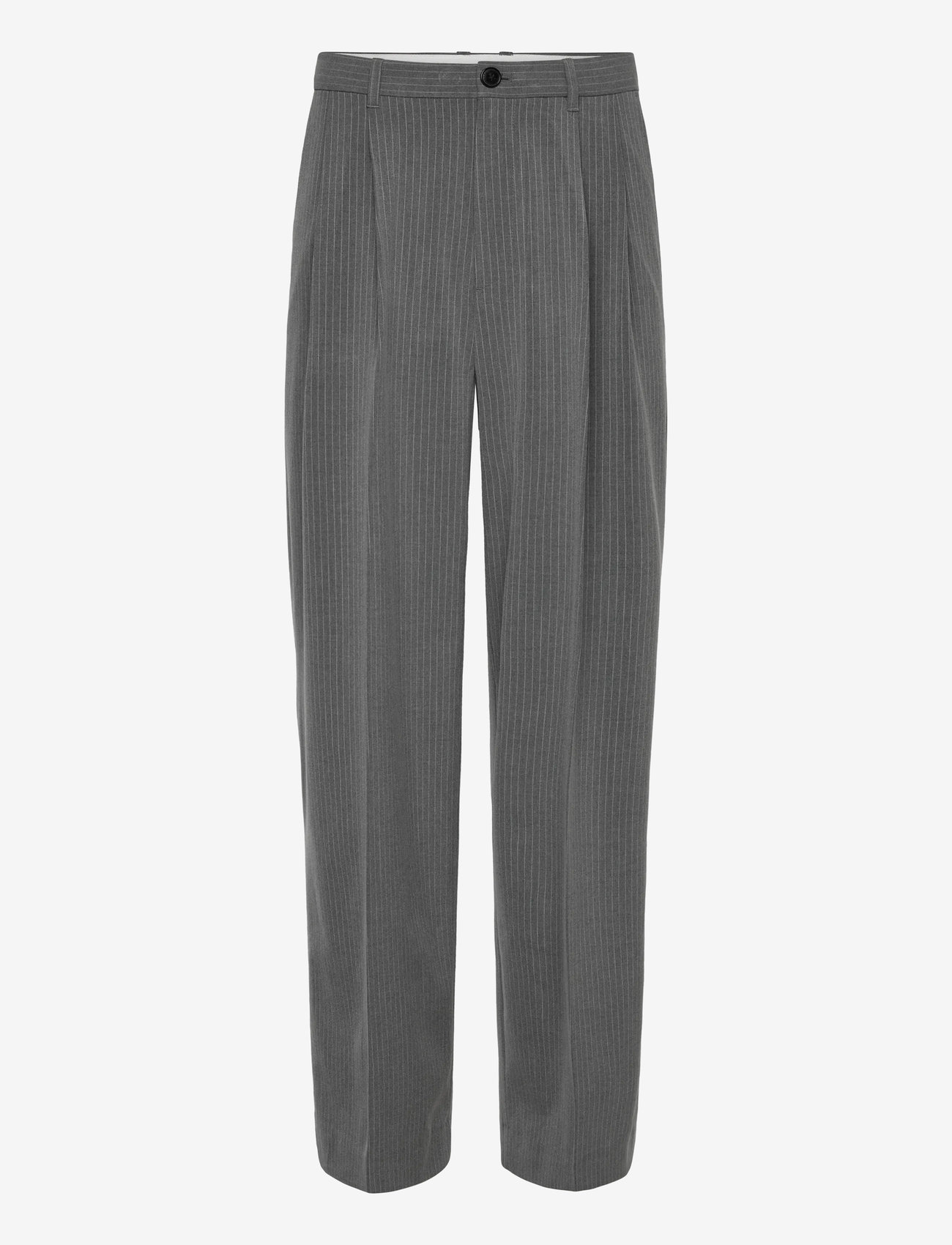 Weekday - Nate Loose Fit Pleated Suit Trousers - kostymbyxor - dark grey pinstripe - 0