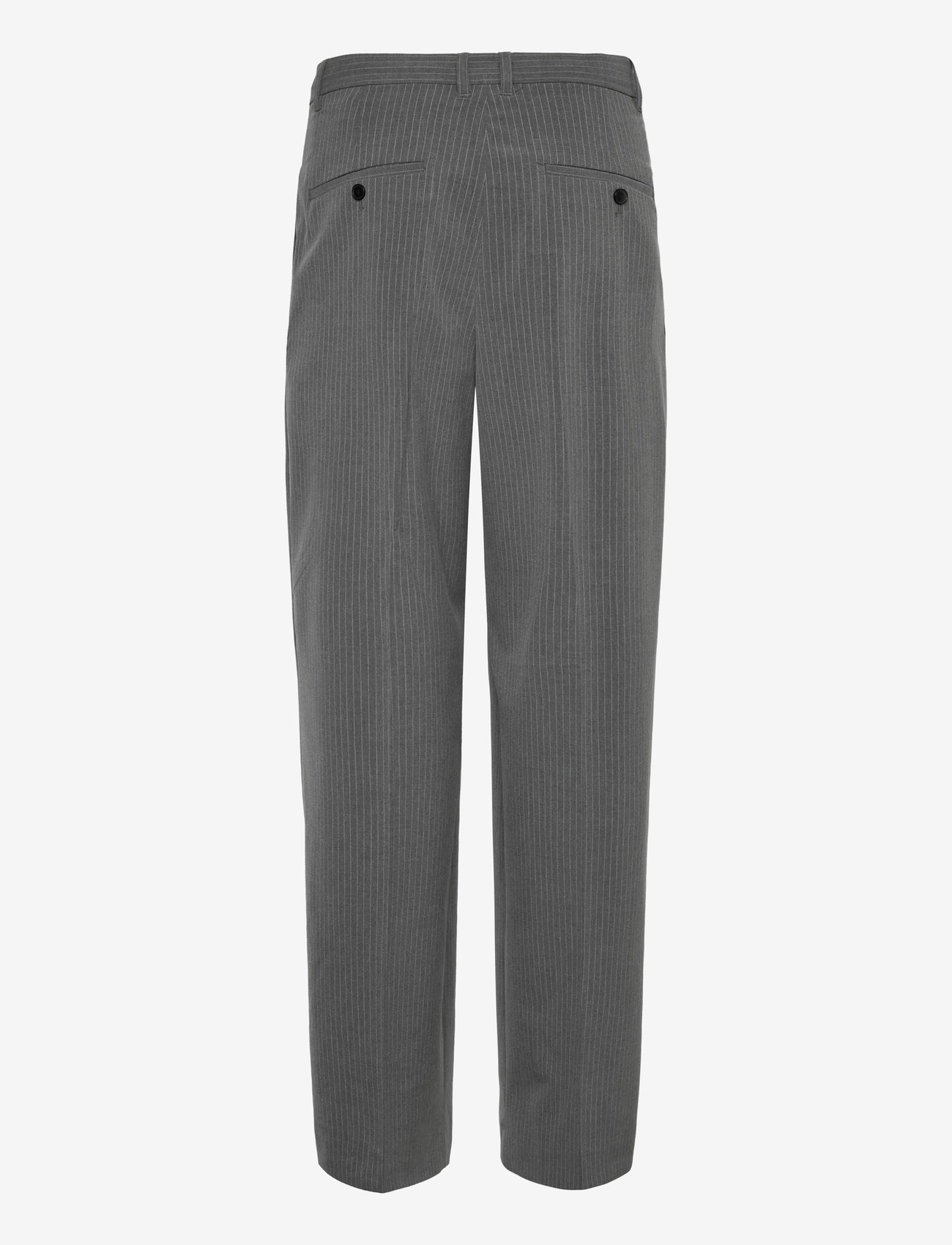 Weekday - Nate Loose Fit Pleated Suit Trousers - kostymbyxor - dark grey pinstripe - 1