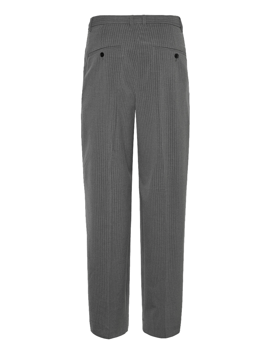 Weekday - Nate Regular Waist Baggy Straight Trousers - kostymbyxor - dark grey pinstripe - 1