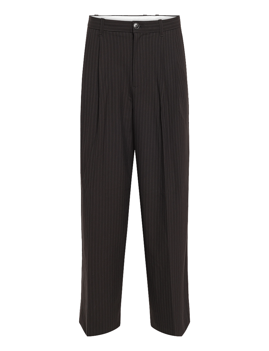 Weekday - Nate Regular Waist Baggy Straight Trousers - suit trousers - grey pinstripe - 1