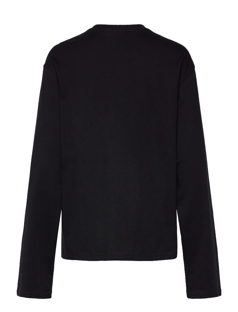 Weekday - Long-Sleeved Boxy Cotton T-shirt - long-sleeved tops - black - 1