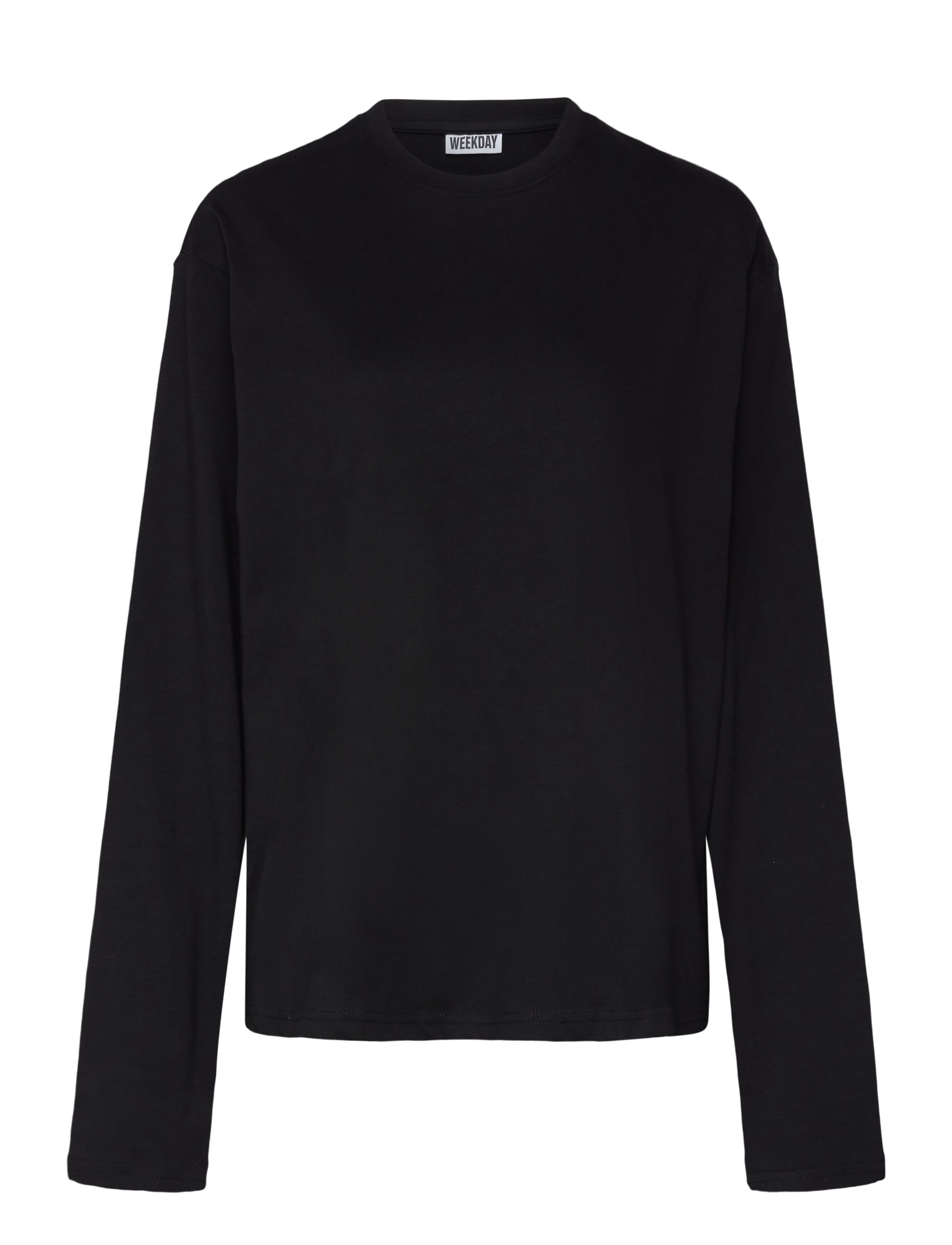 Long-Sleeved Boxy Cotton T-shirt - BLACK