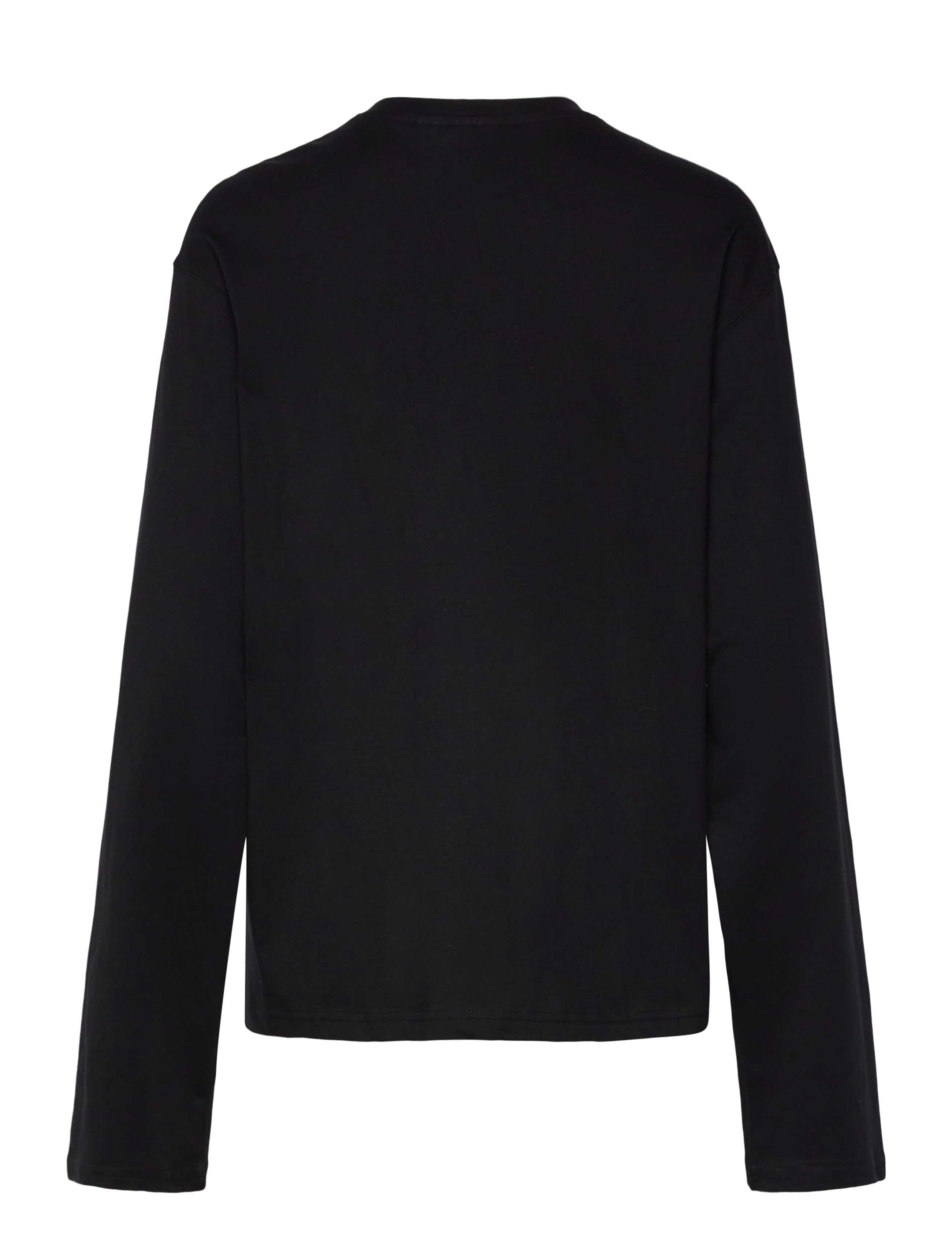 Weekday - Long-Sleeved Boxy Cotton T-shirt - long-sleeved tops - black - 1