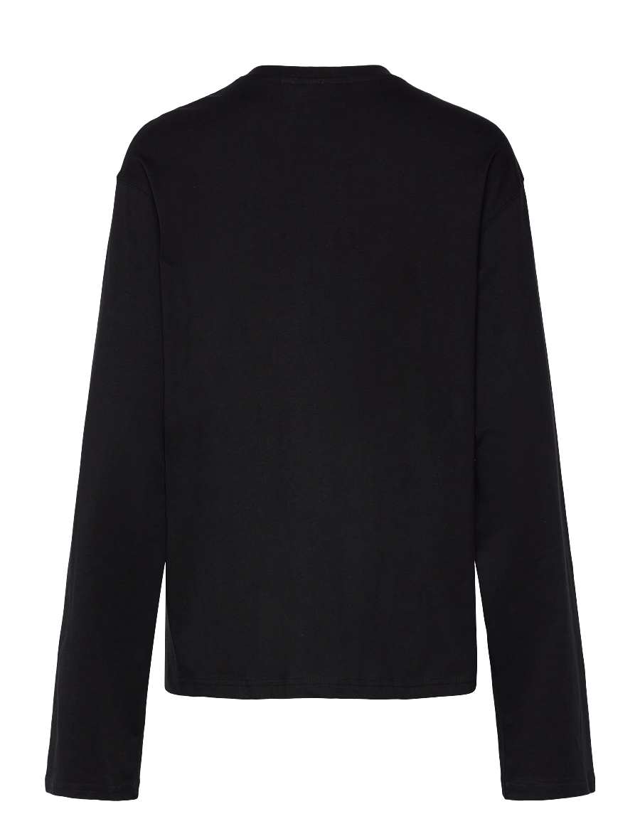 Weekday - Long-Sleeved Boxy Cotton T-shirt - långärmade toppar - black - 1