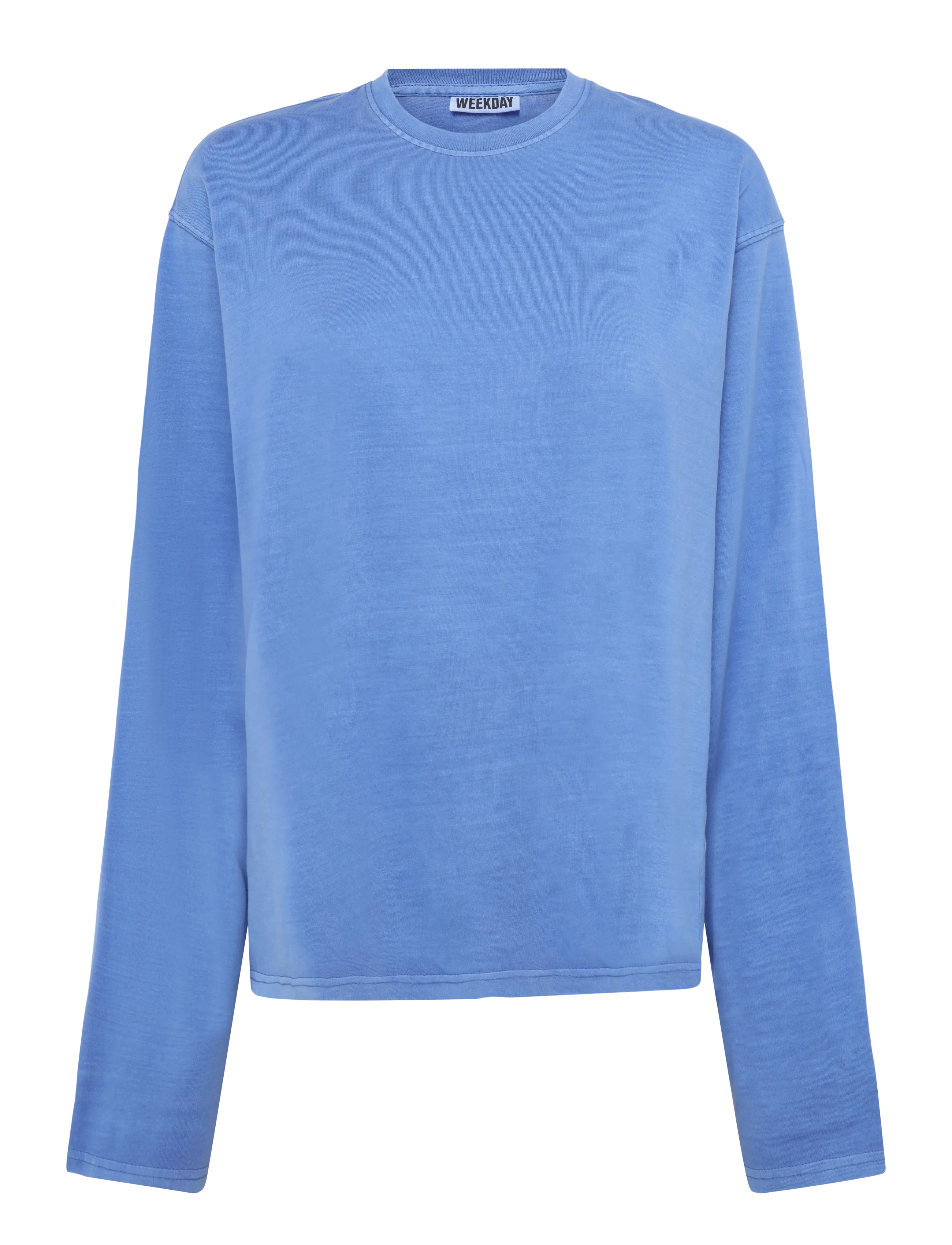 Weekday Long-Sleeved Boxy Cotton T-Shirt, Kvinder, Langærmet Boxy T-Shirt, Blå, Str: S