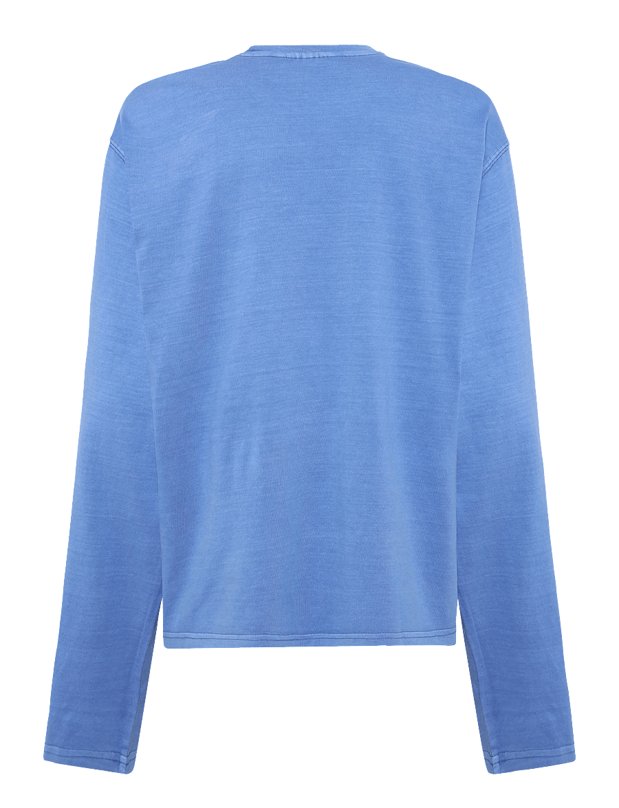 Weekday - Long-Sleeved Boxy Cotton T-shirt - langærmede toppe - blue medium - 1