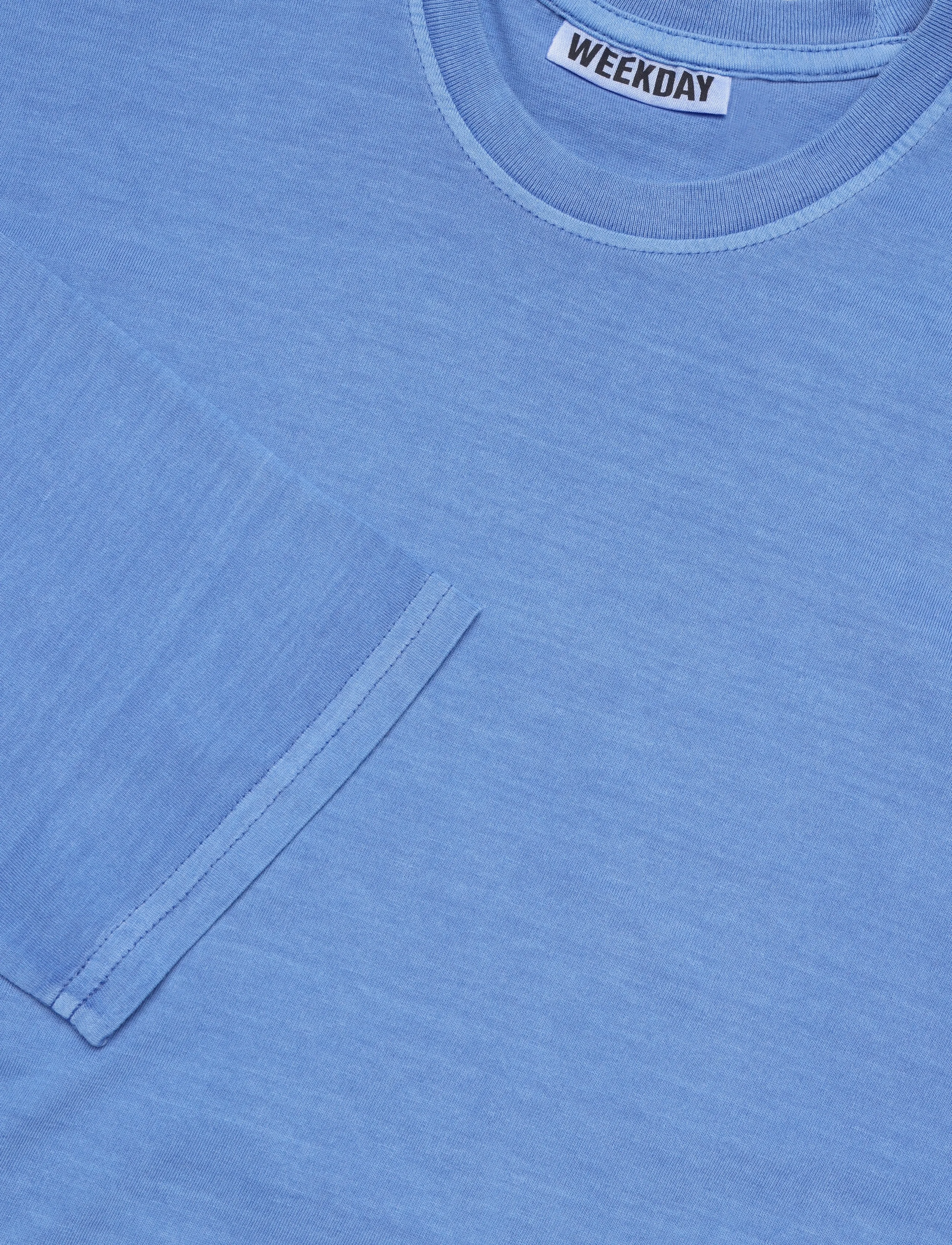 Weekday - Long-Sleeved Boxy Cotton T-shirt - langärmlige tops - blue medium - 2