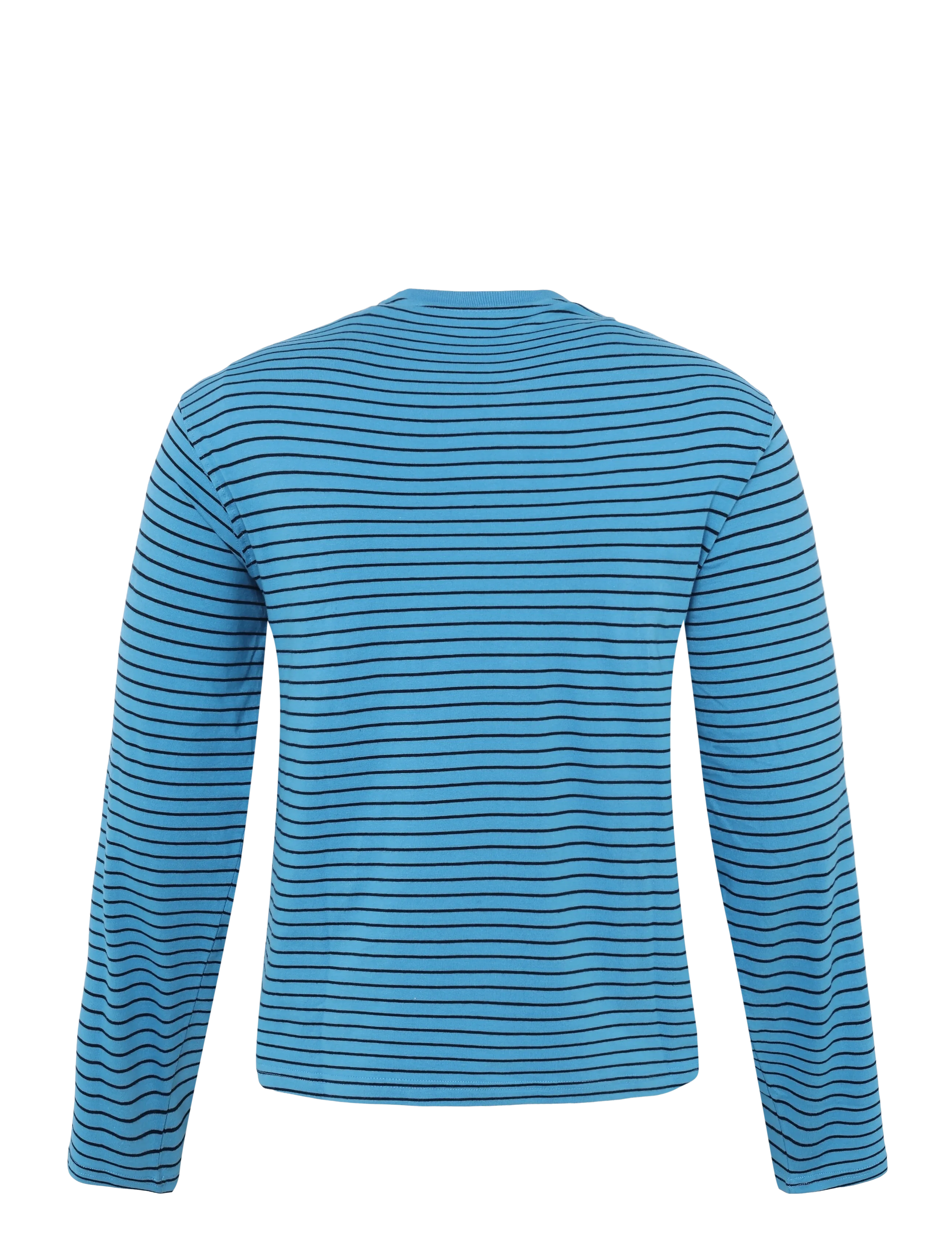 Weekday - Long-Sleeved Boxy Cotton T-shirt - langärmlige tops - blue w black stripe - 1