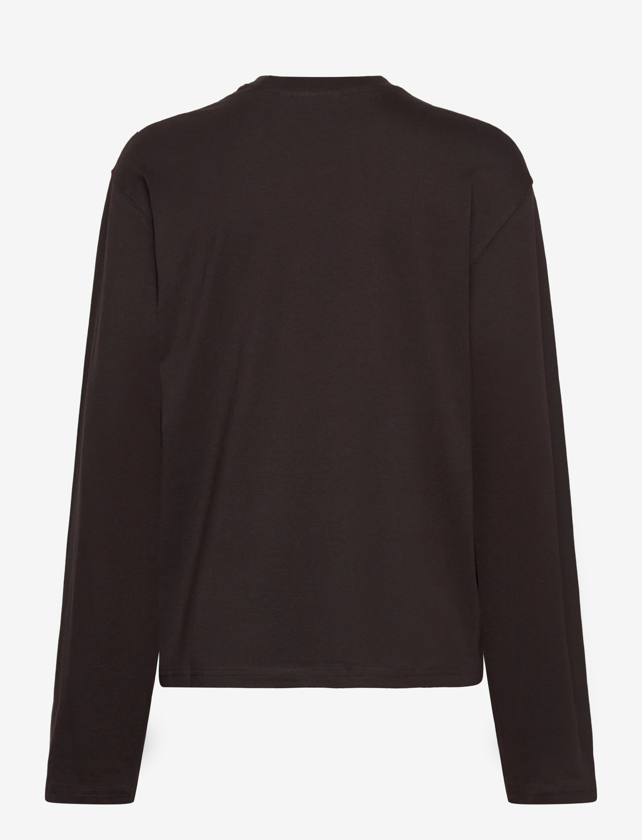 Weekday - Long-Sleeved Boxy Cotton T-shirt - langærmede toppe - dark brown - 1
