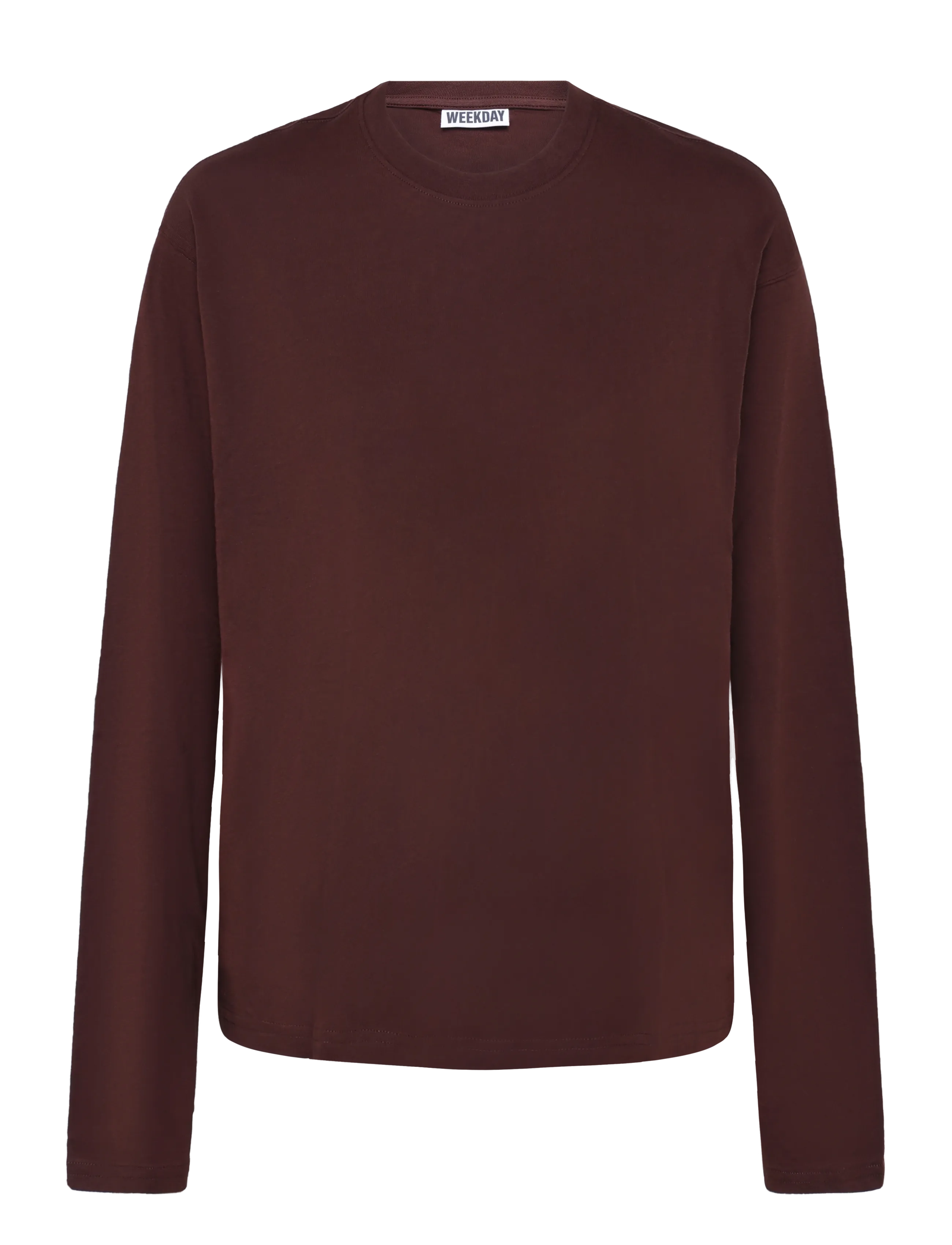 Weekday Long-Sleeved Boxy Cotton T-shirt - Farben der Saison - DARK BROWN / brown