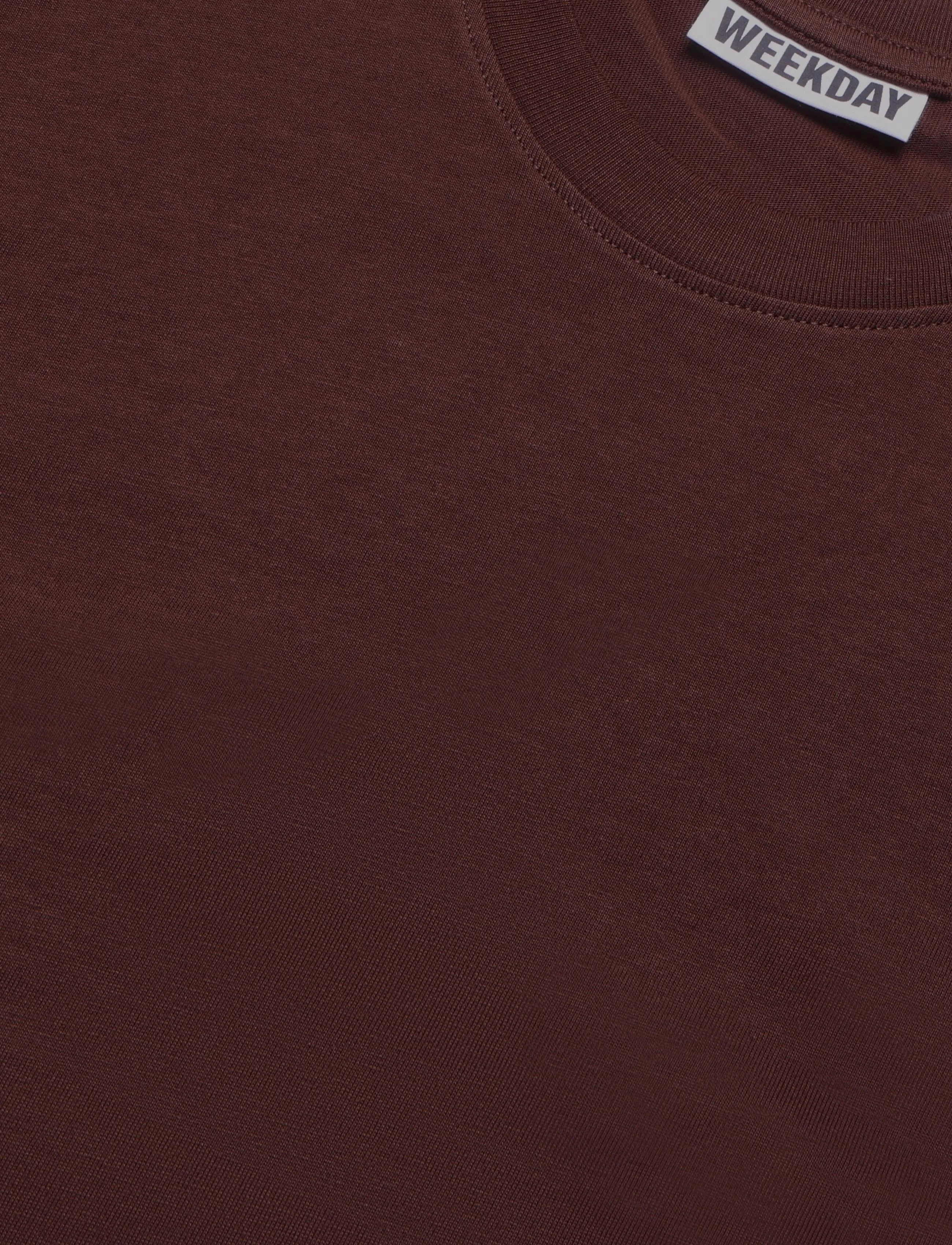 Weekday - Long-Sleeved Boxy Cotton T-shirt - langärmlige tops - dark brown - 2