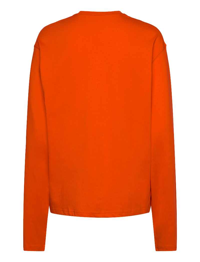 Weekday - Long-Sleeved Boxy Cotton T-shirt - long-sleeved tops - orange bright - 1