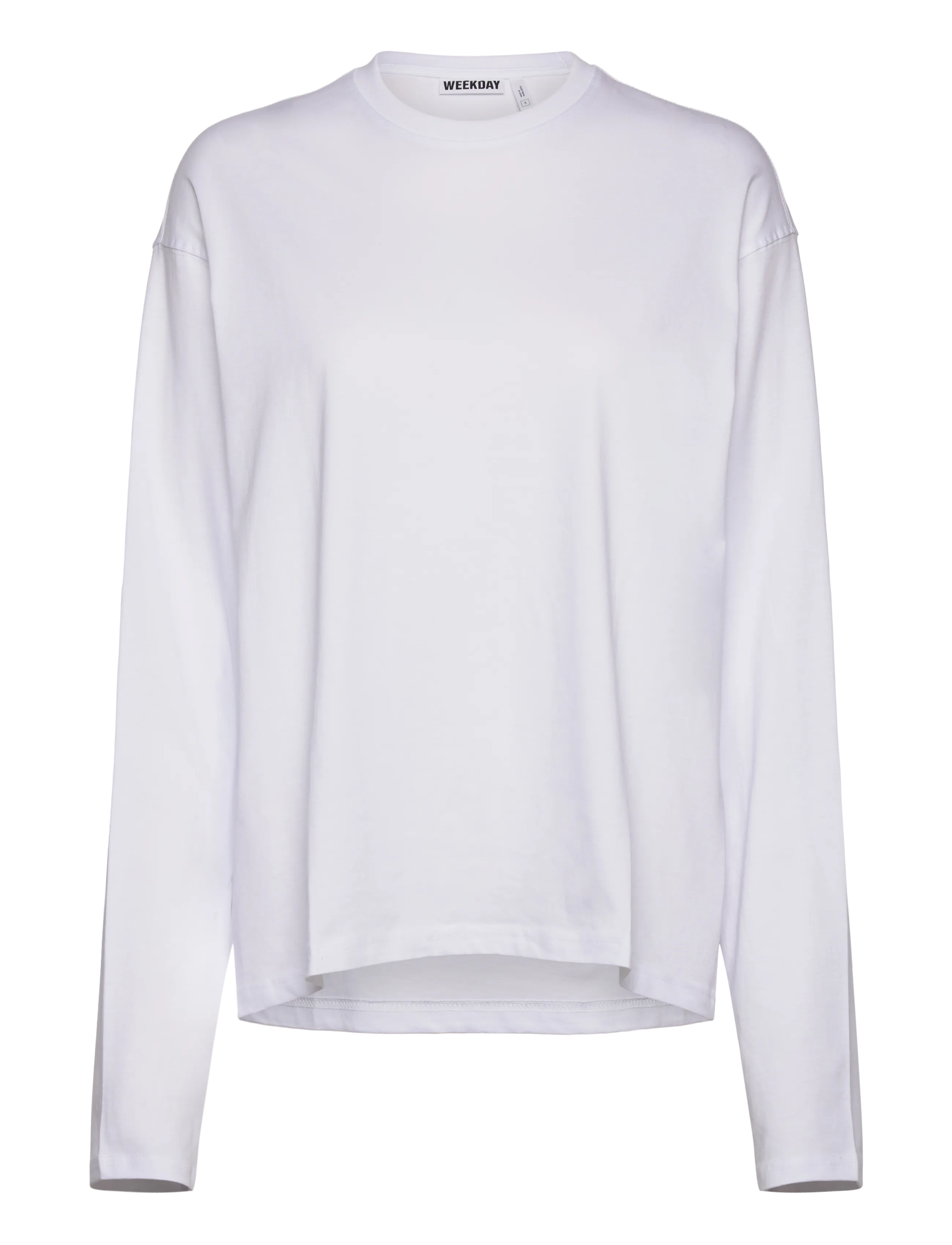 Weekday Long-Sleeved Boxy Cotton T-shirt - Hverdags stil - WHITE / white