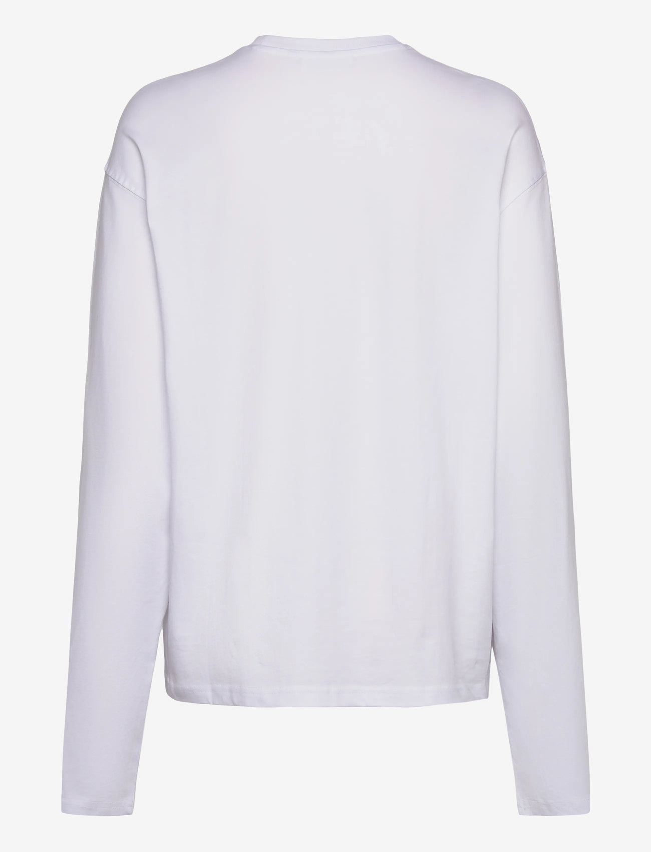 Weekday - Long-Sleeved Boxy Cotton T-shirt - långärmade toppar - white - 1
