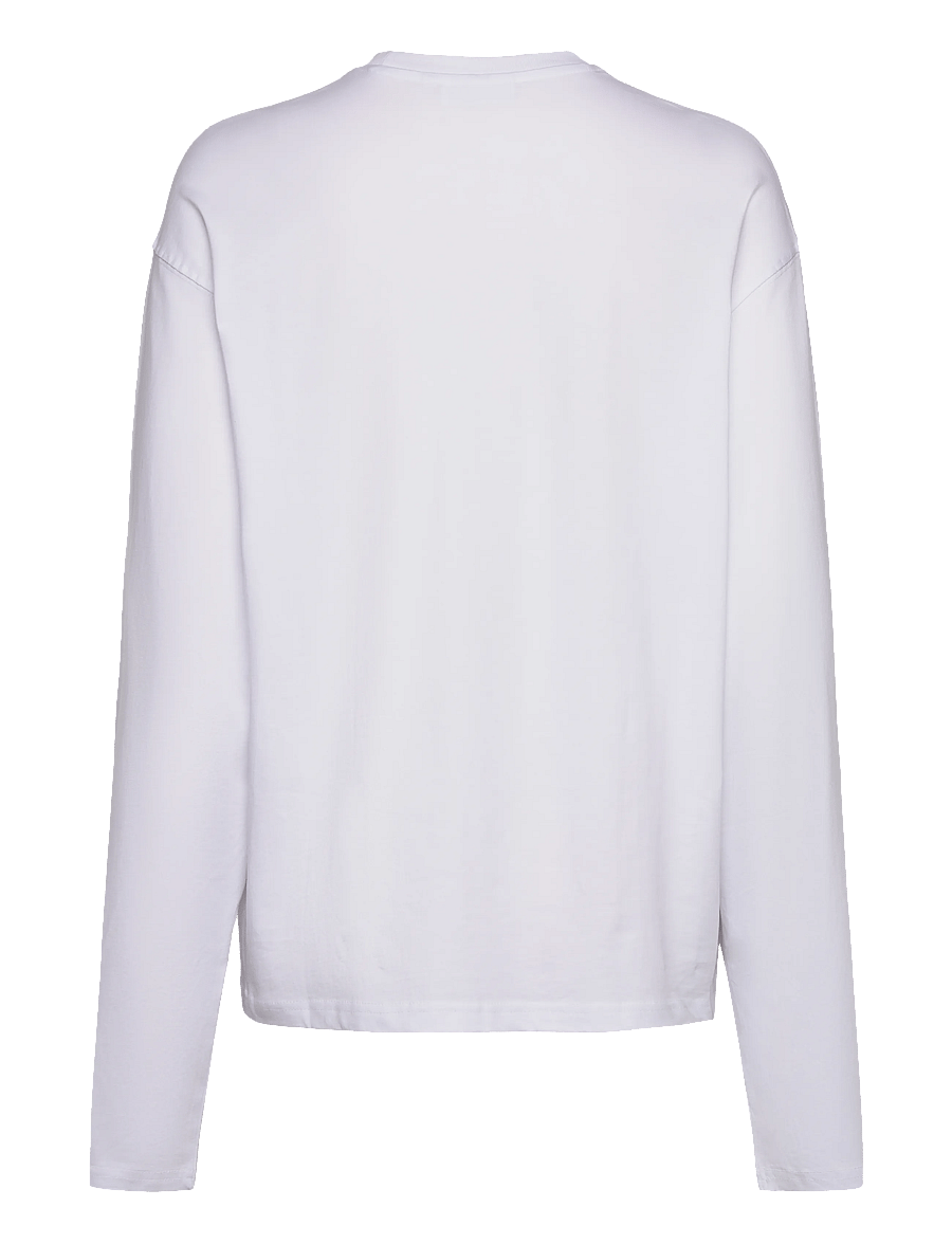Weekday - Long-Sleeved Boxy Cotton T-shirt - langärmlige tops - white - 1