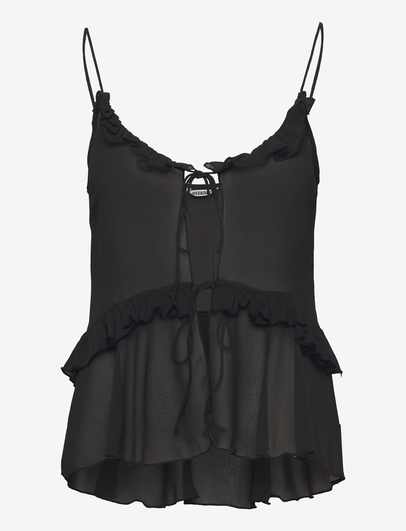 Weekday - Frilled Strap Top - Ærmeløse bluser - black - 0