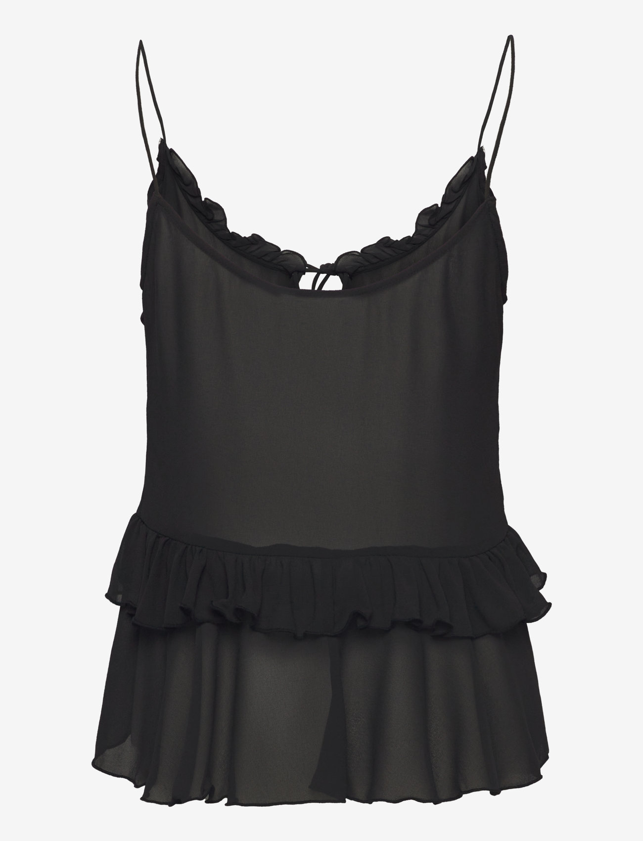 Weekday - Frilled Strap Top - Ærmeløse bluser - black - 1