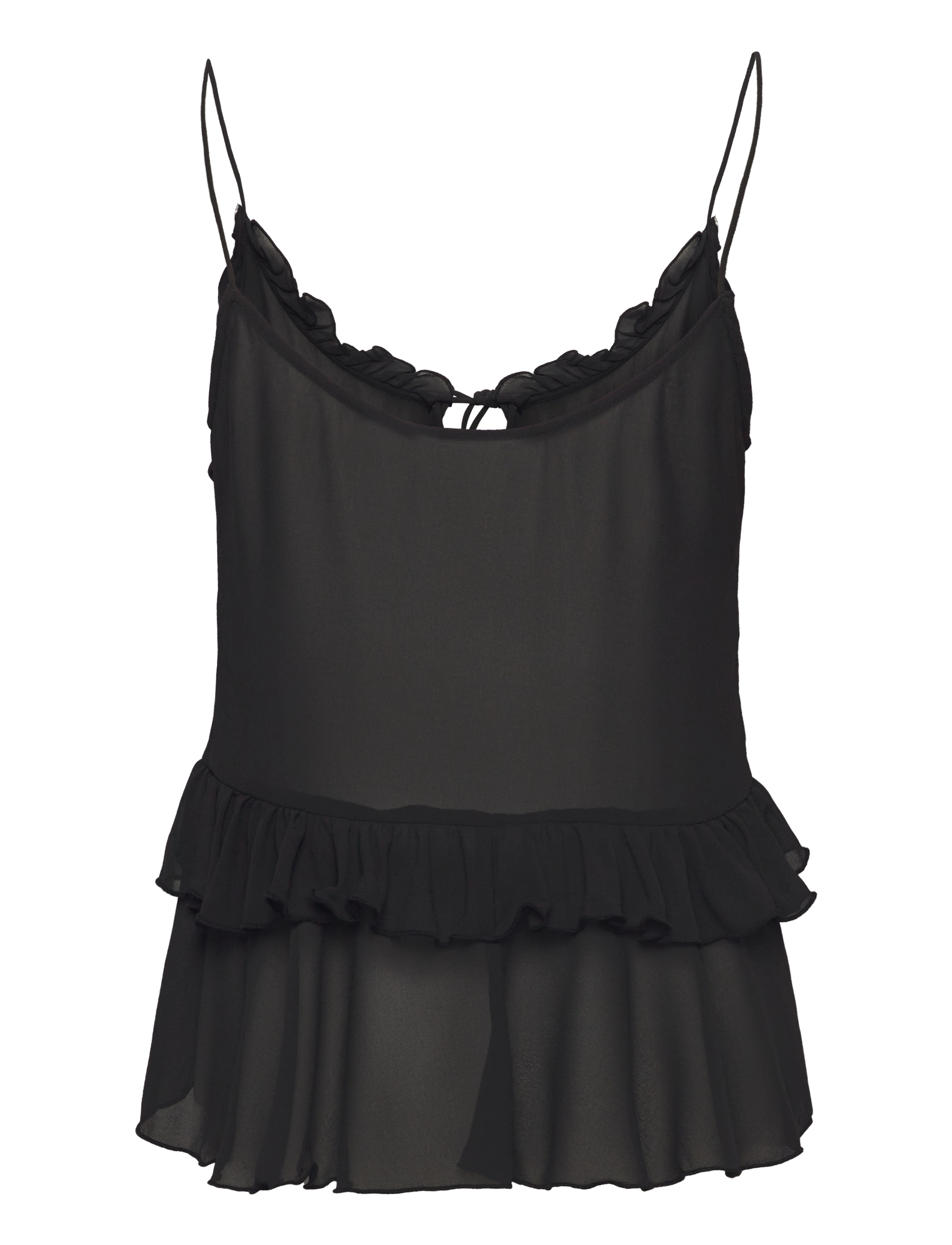 Weekday - Frilled Strap Top - Ärmellose blusen - black - 1