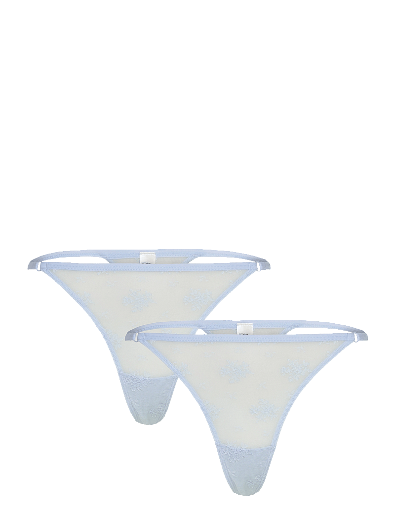 Weekday - Lace Thong 2-pack - string - blue dusty light - 0
