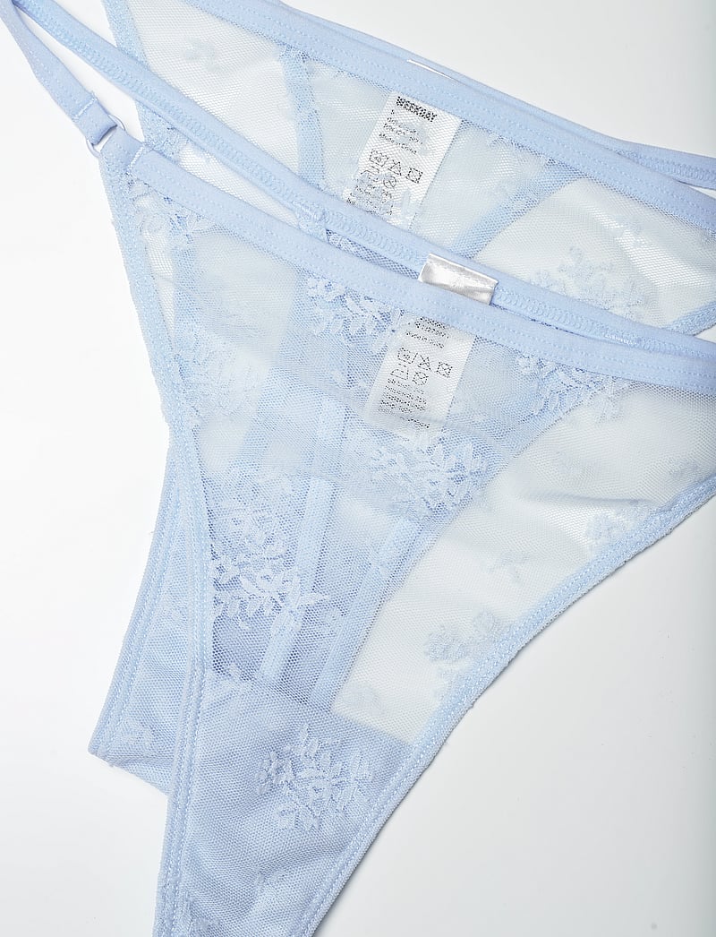 Weekday - Lace Thong 2-pack - string - blue dusty light - 2