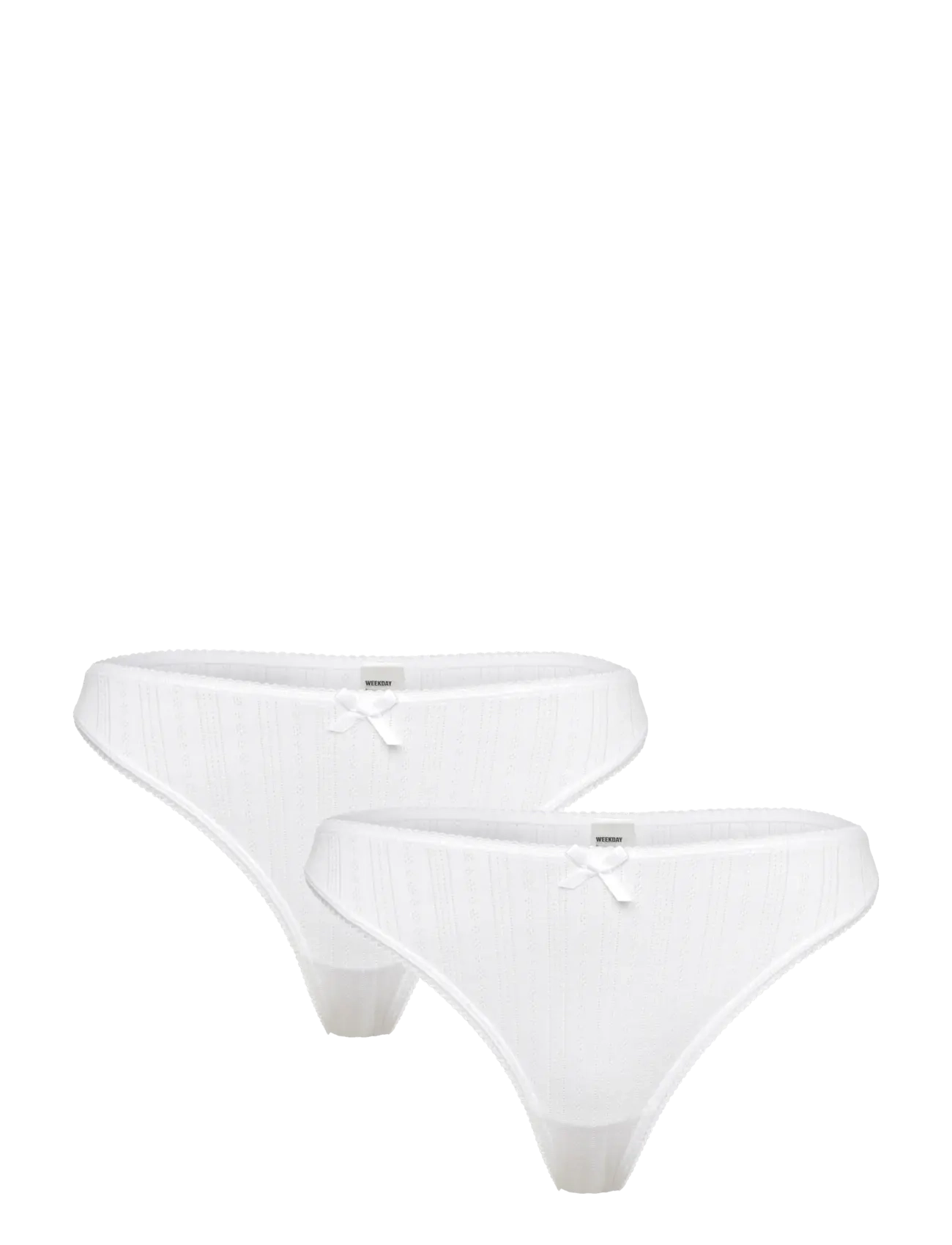 Weekday 2-Pack Pointelle Thongs, XS, Panties, Weiß - Thong, Frauen