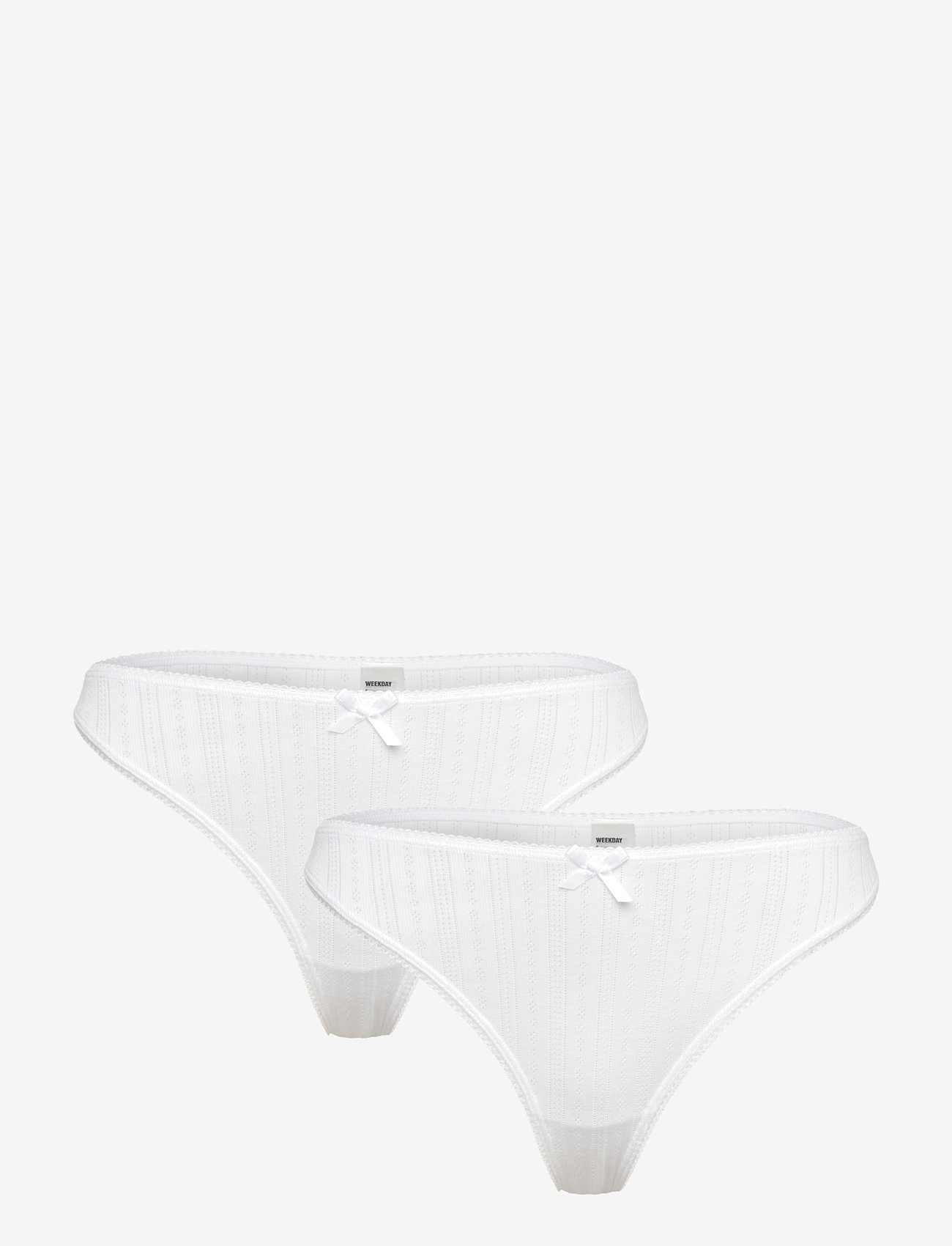 Weekday - 2-pack Pointelle Thongs - stringtrosor - white - 0