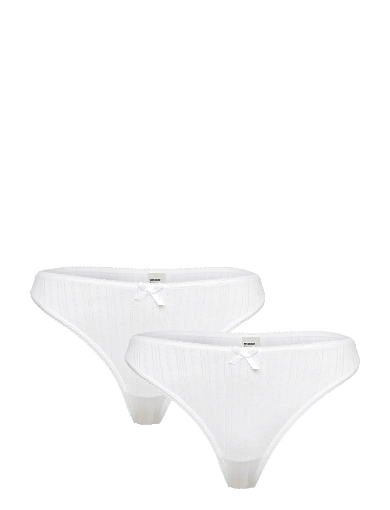 Weekday - 2-pack Pointelle Thongs - stringtrosor - white - 0