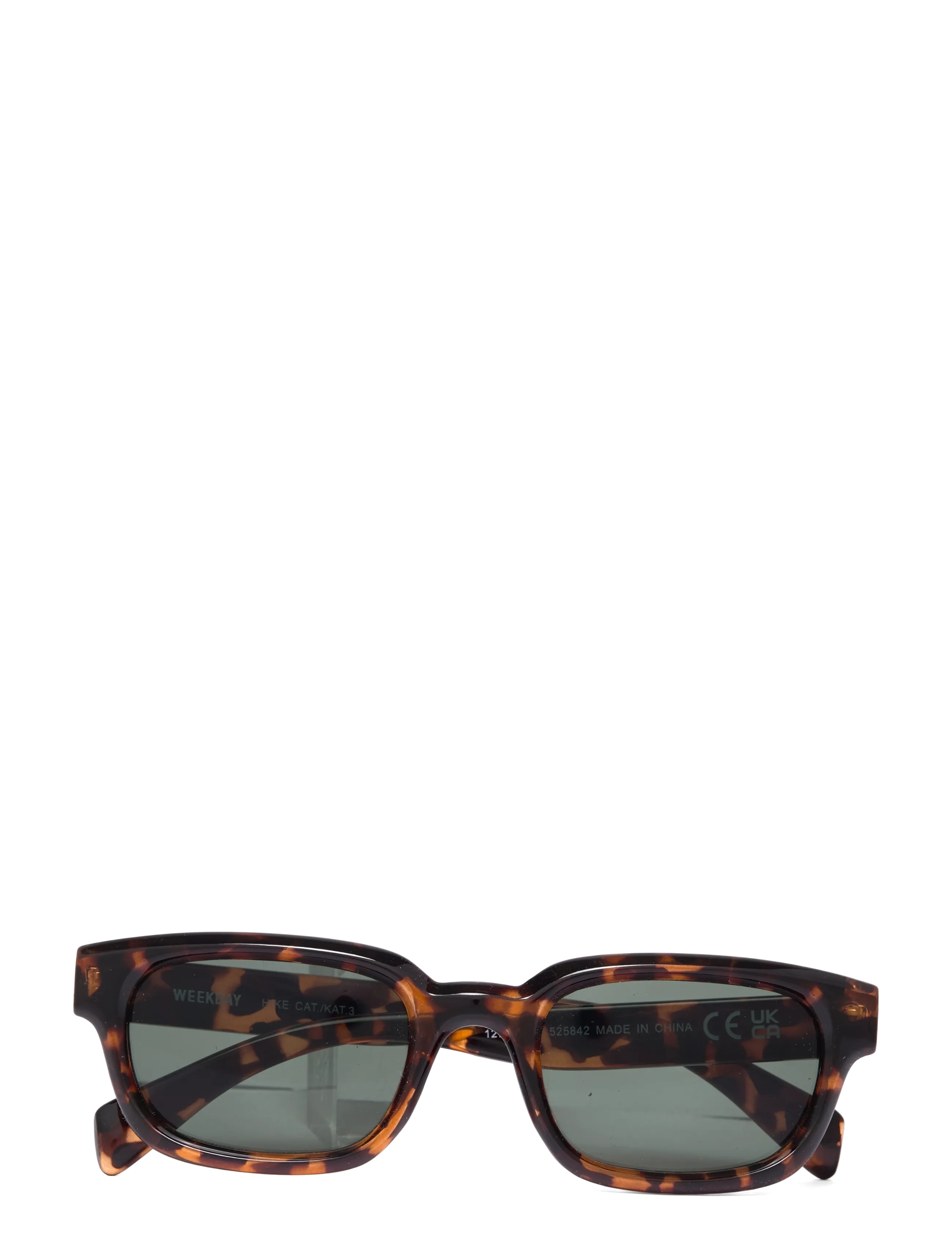 Weekday Bold Rectangular Frame Unisex Sunglasses - Päikeseprillid - MOLE TURTOISE / brown