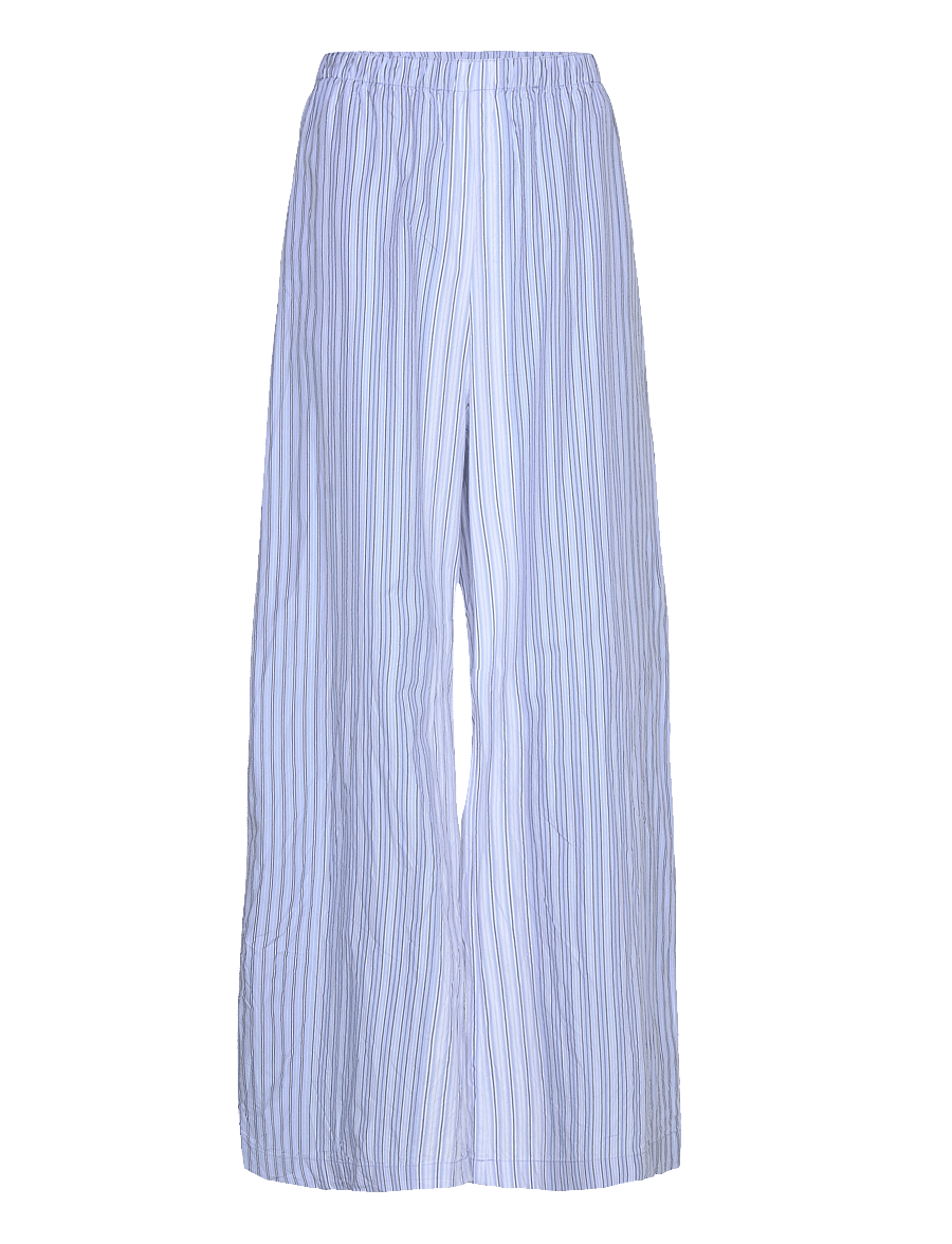 Weekday - Low Loose Cotton Trousers - bukser med brede ben - blue light - 0