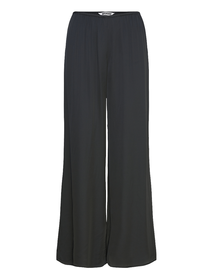 Weekday - Drapy Loose Trousers - wide leg trousers - off black - 0