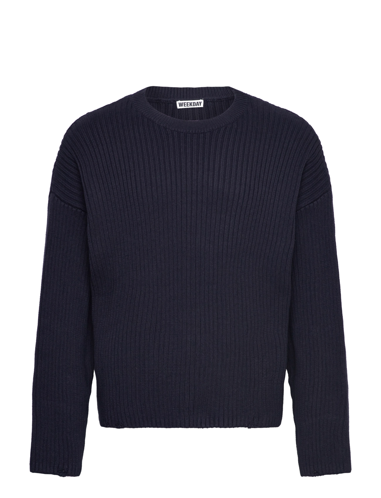 Weekday Ribbed Cotton Sweater - Rundhals - NAVY / navy
