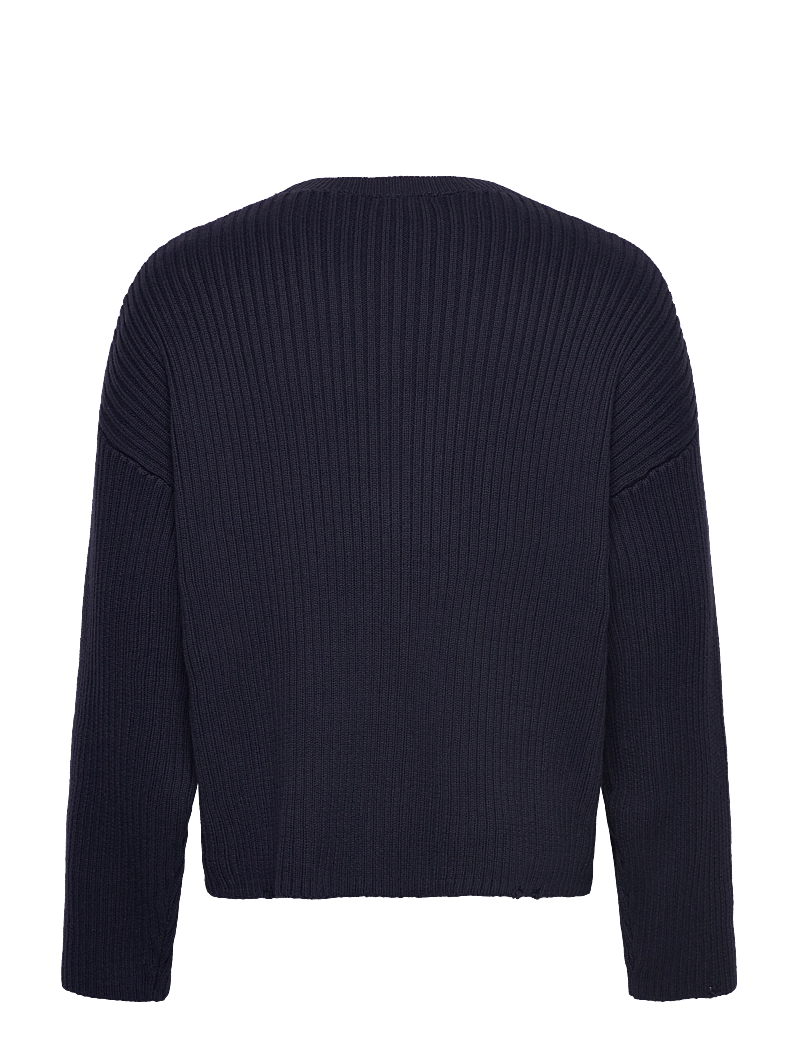 Weekday - Ribbed Cotton Sweater - rundhalsad - navy - 1