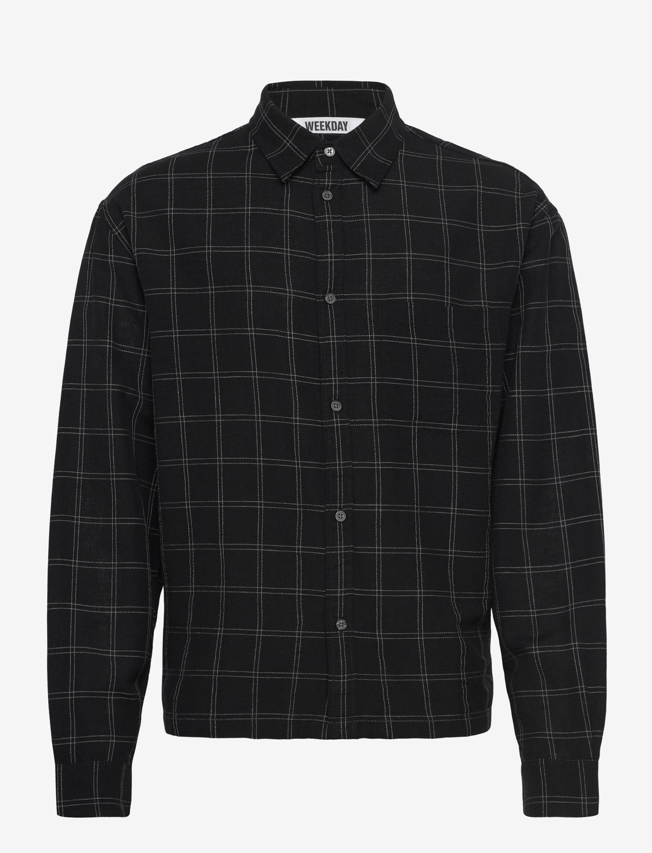Weekday - Oversized Boxy Linen Shirt - linen shirts - black - 0