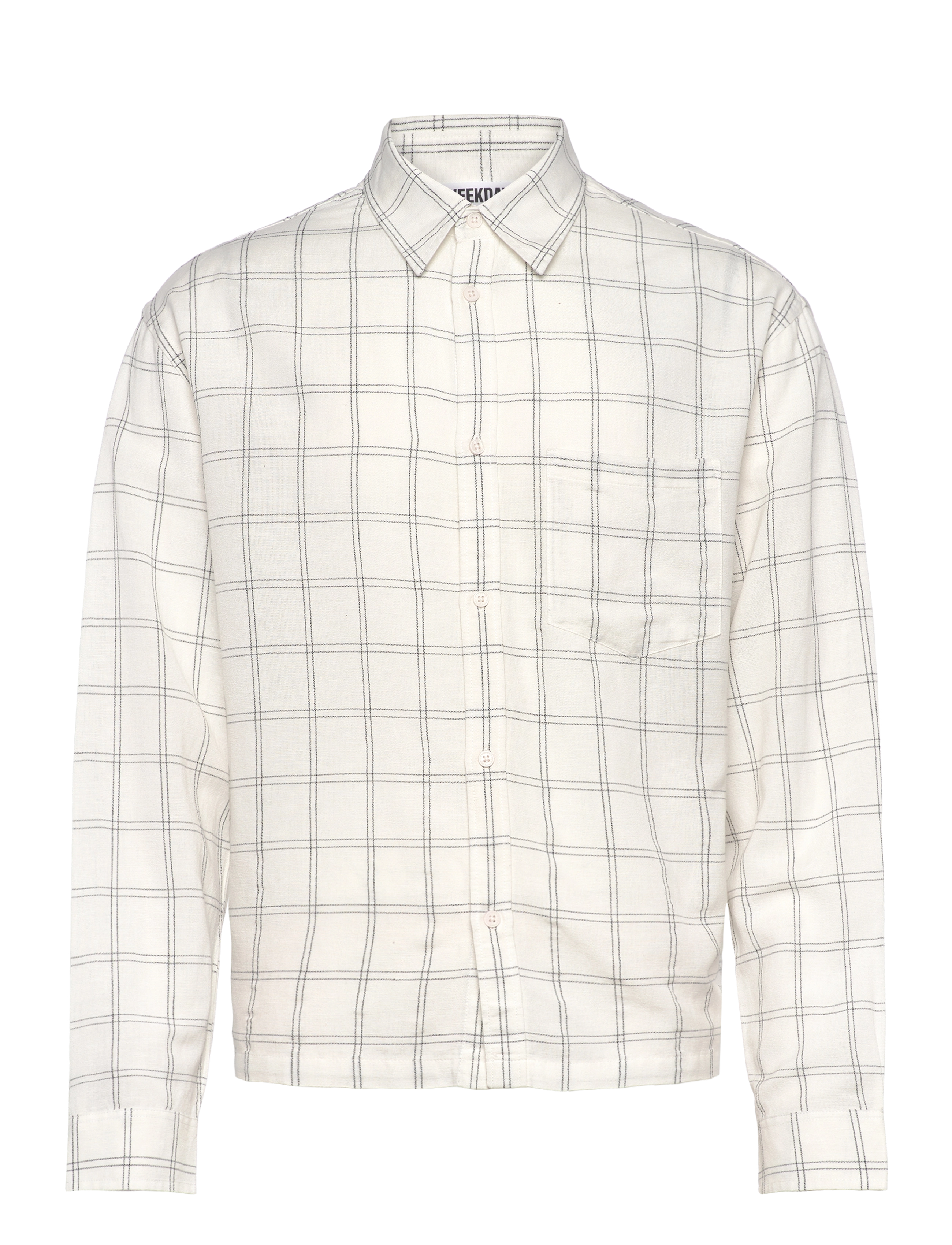 Weekday Oversized Boxy Linen Shirt, S, White, Shirts > Checkered Shirt, Herre