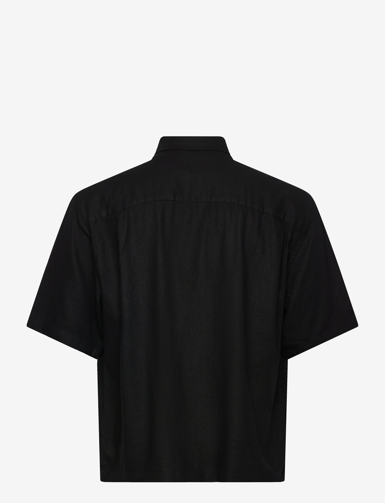 Weekday - Relaxed Short-Sleeved Linen-Blend Shirt - hørskjorter - black - 1